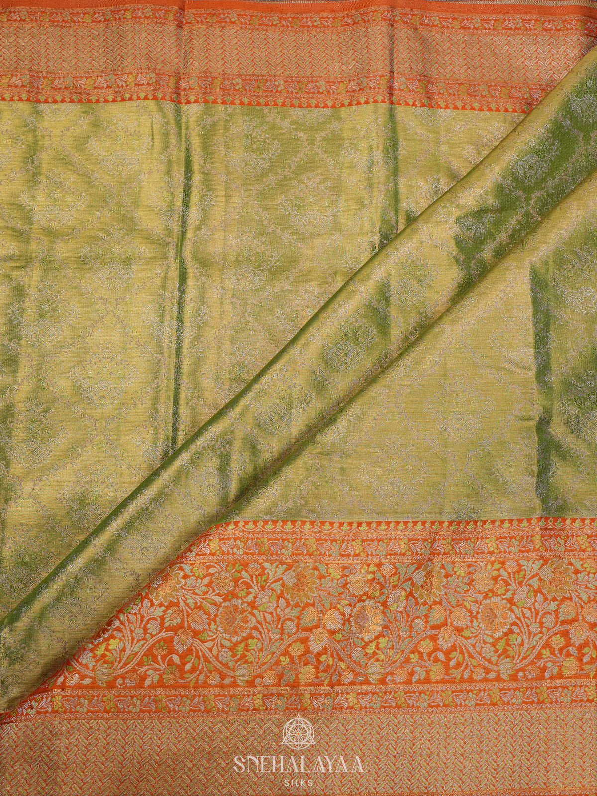 Lime Green Kanjivaram Silk Saree