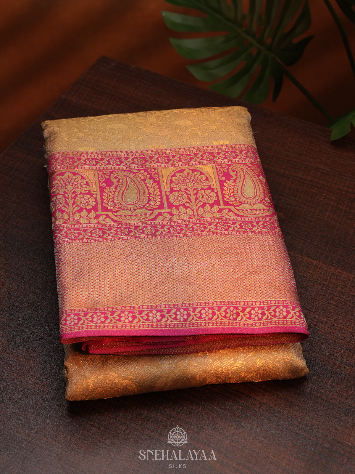 Golden Kanjivaram Silk Saree