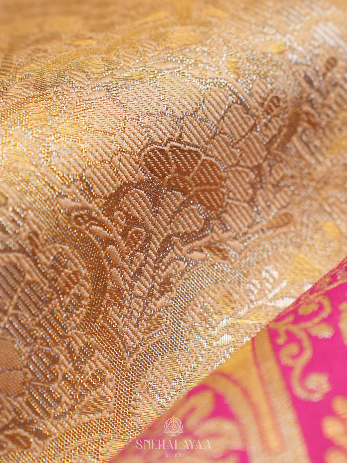 Golden Kanjivaram Silk Saree