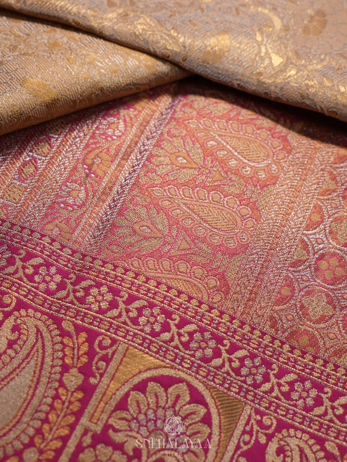 Golden Kanjivaram Silk Saree