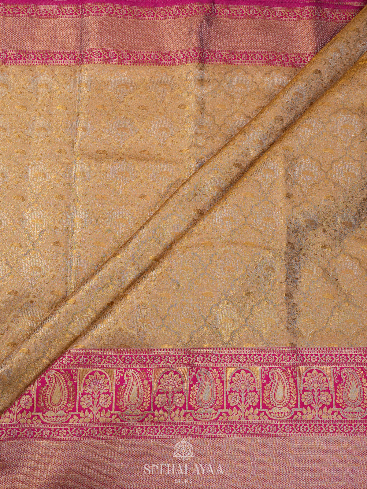 Golden Kanjivaram Silk Saree