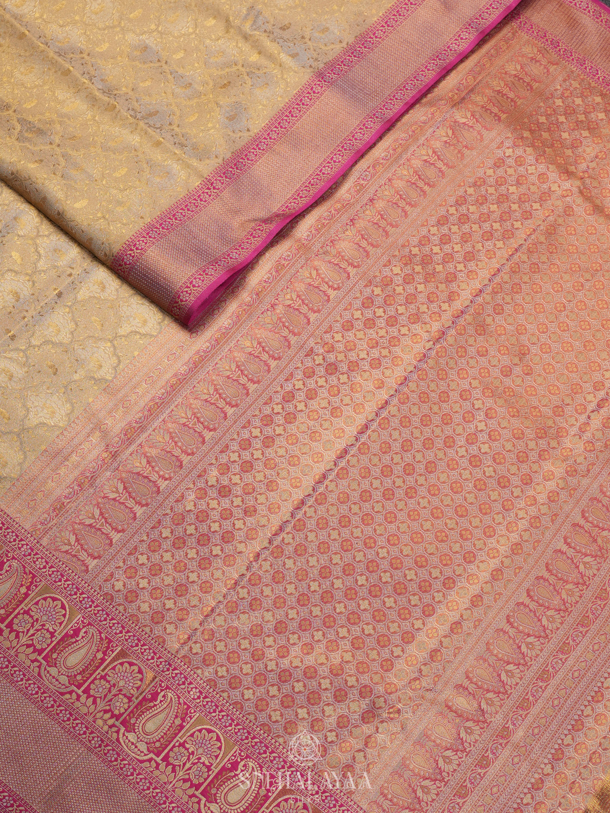 Golden Kanjivaram Silk Saree