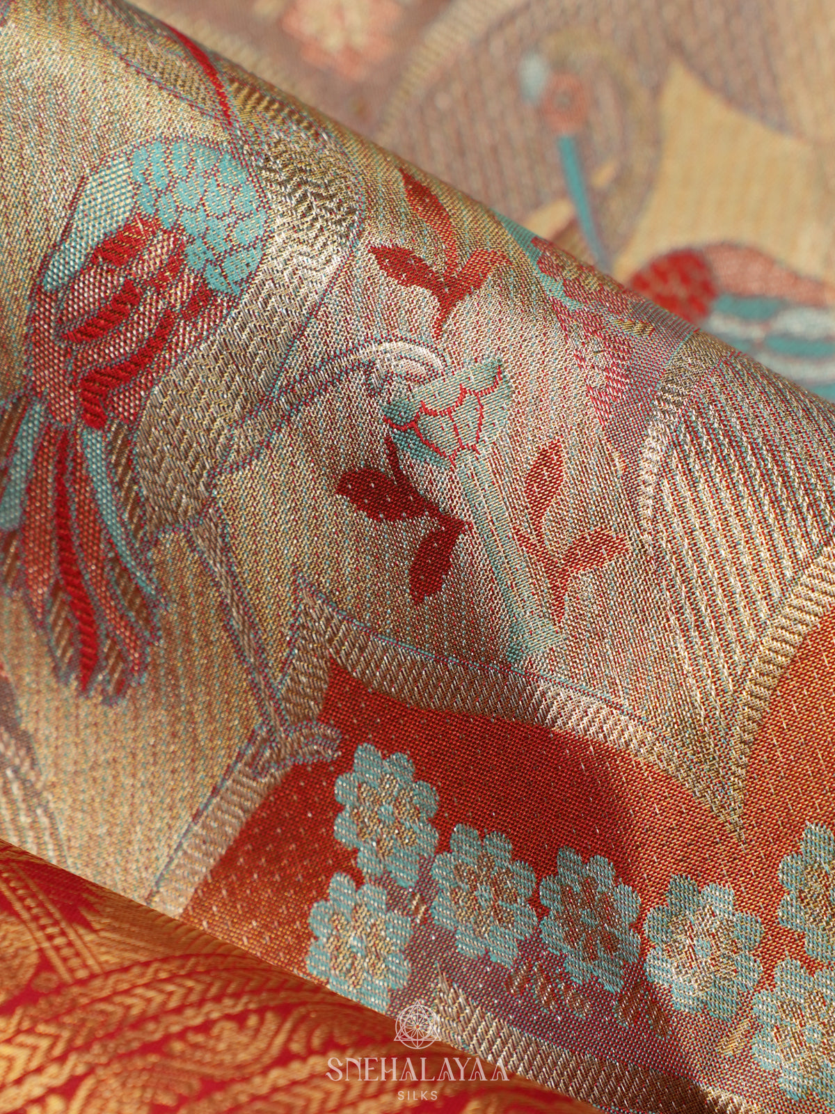 Beige Kanjivaram Silk Saree