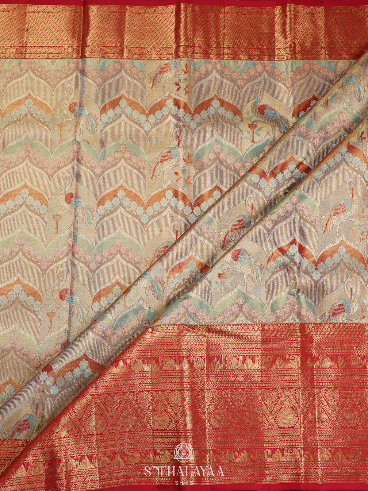 Beige Kanjivaram Silk Saree