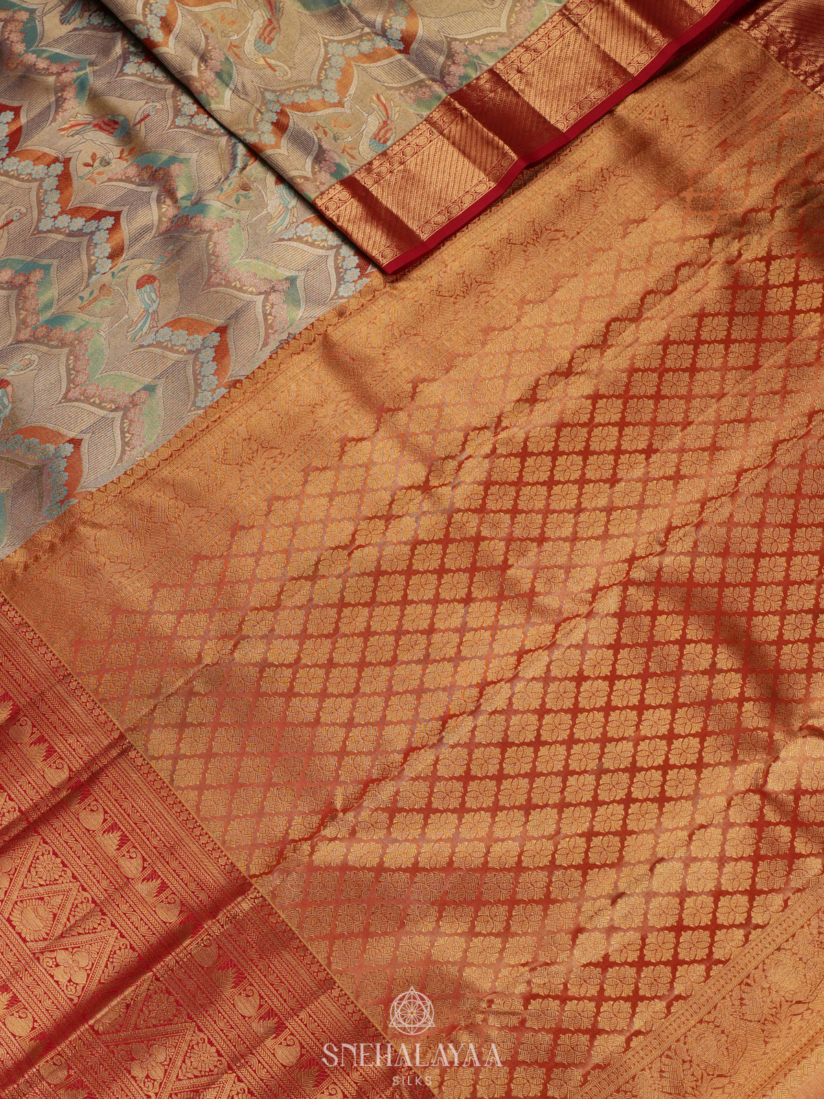 Beige Kanjivaram Silk Saree