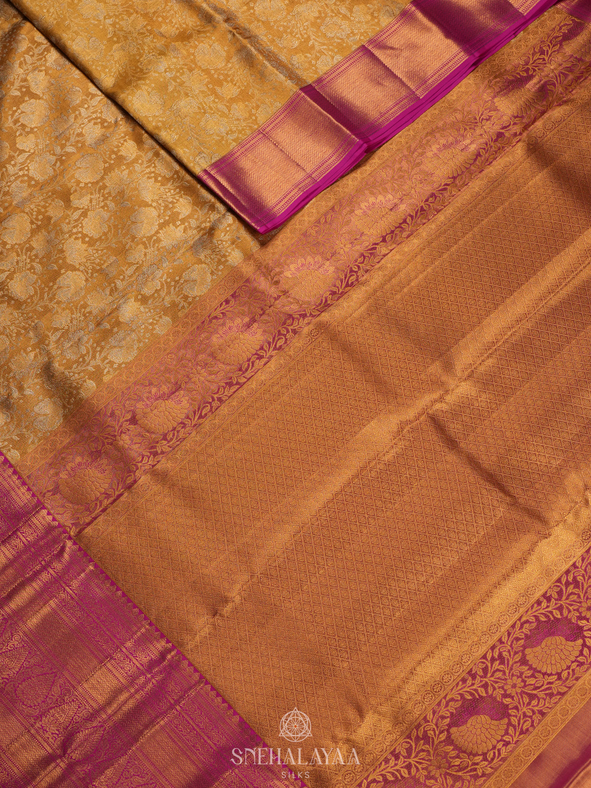 Gold Kanjivaram Silk Saree
