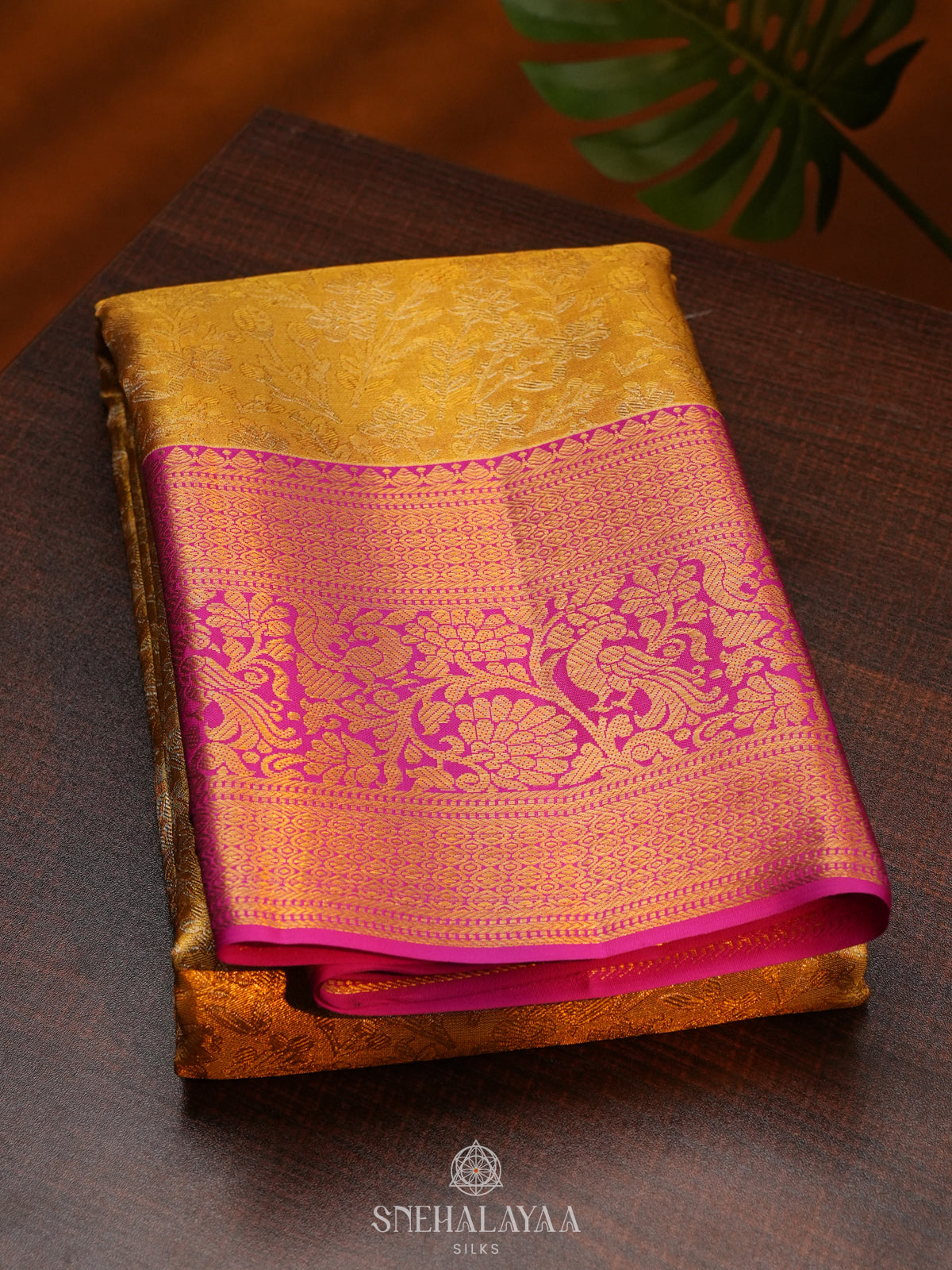 Golden Yellow Kanjivaram Silk Saree