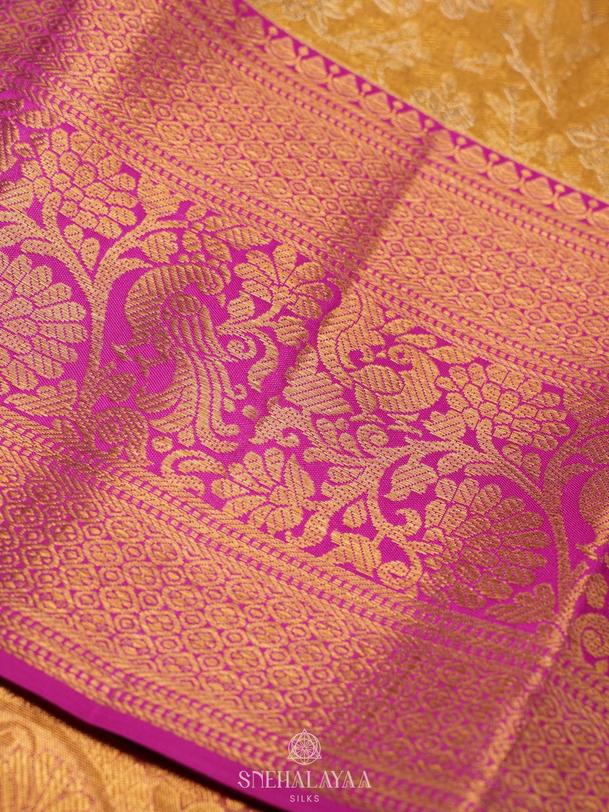 Golden Yellow Kanjivaram Silk Saree