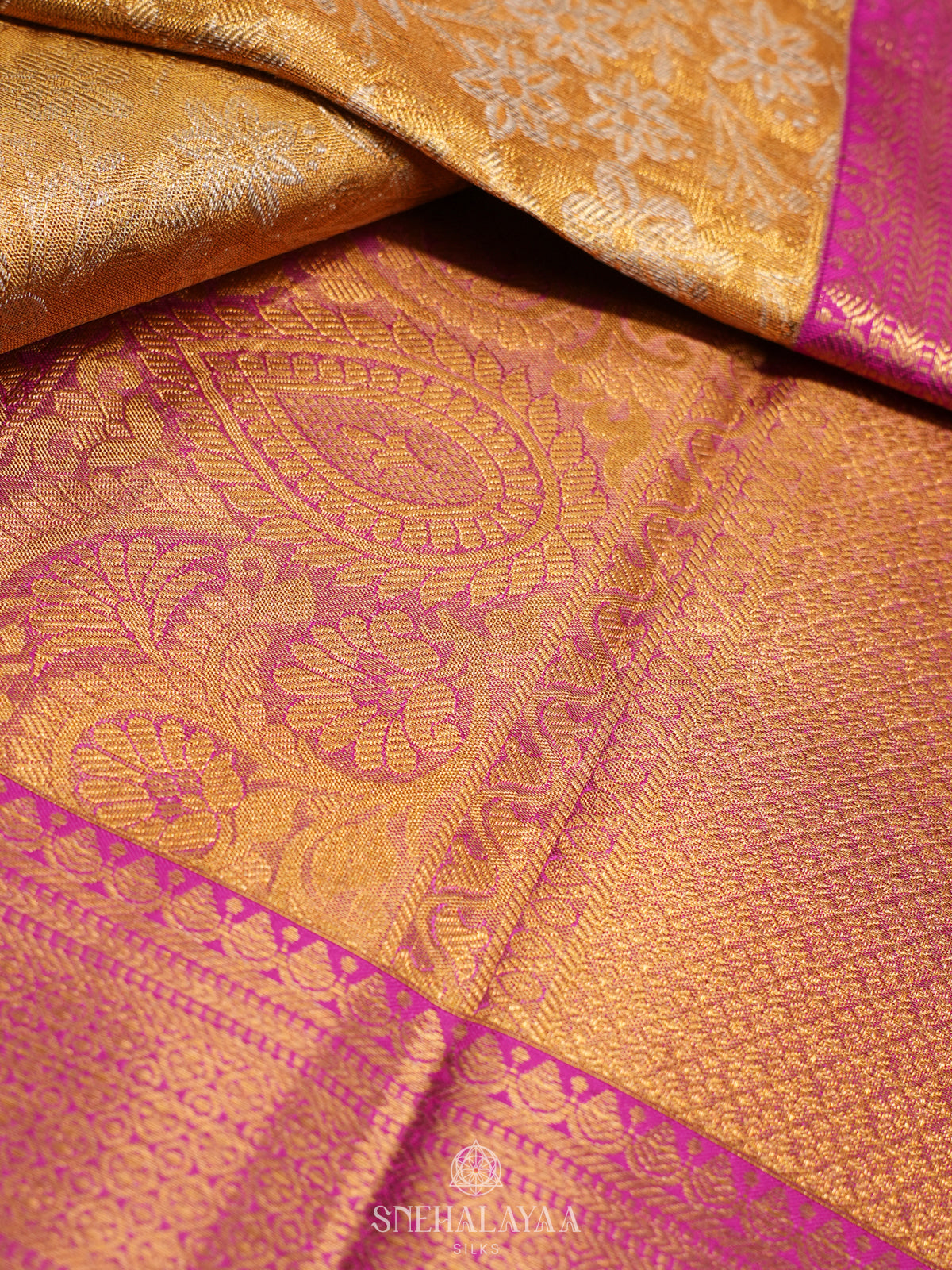 Golden Yellow Kanjivaram Silk Saree