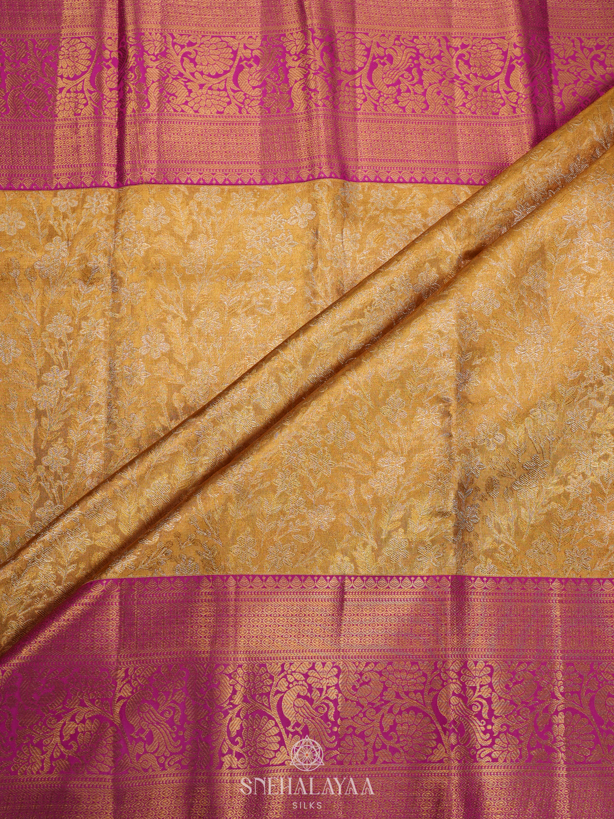 Golden Yellow Kanjivaram Silk Saree