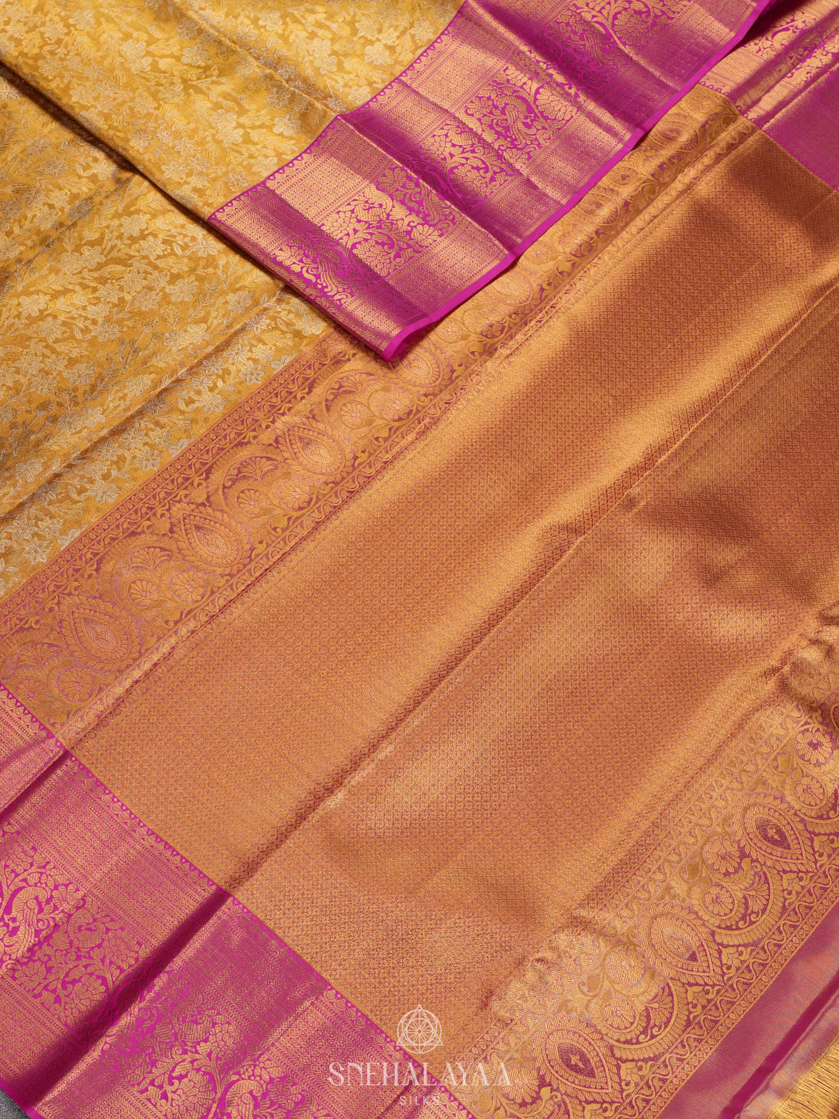 Golden Yellow Kanjivaram Silk Saree
