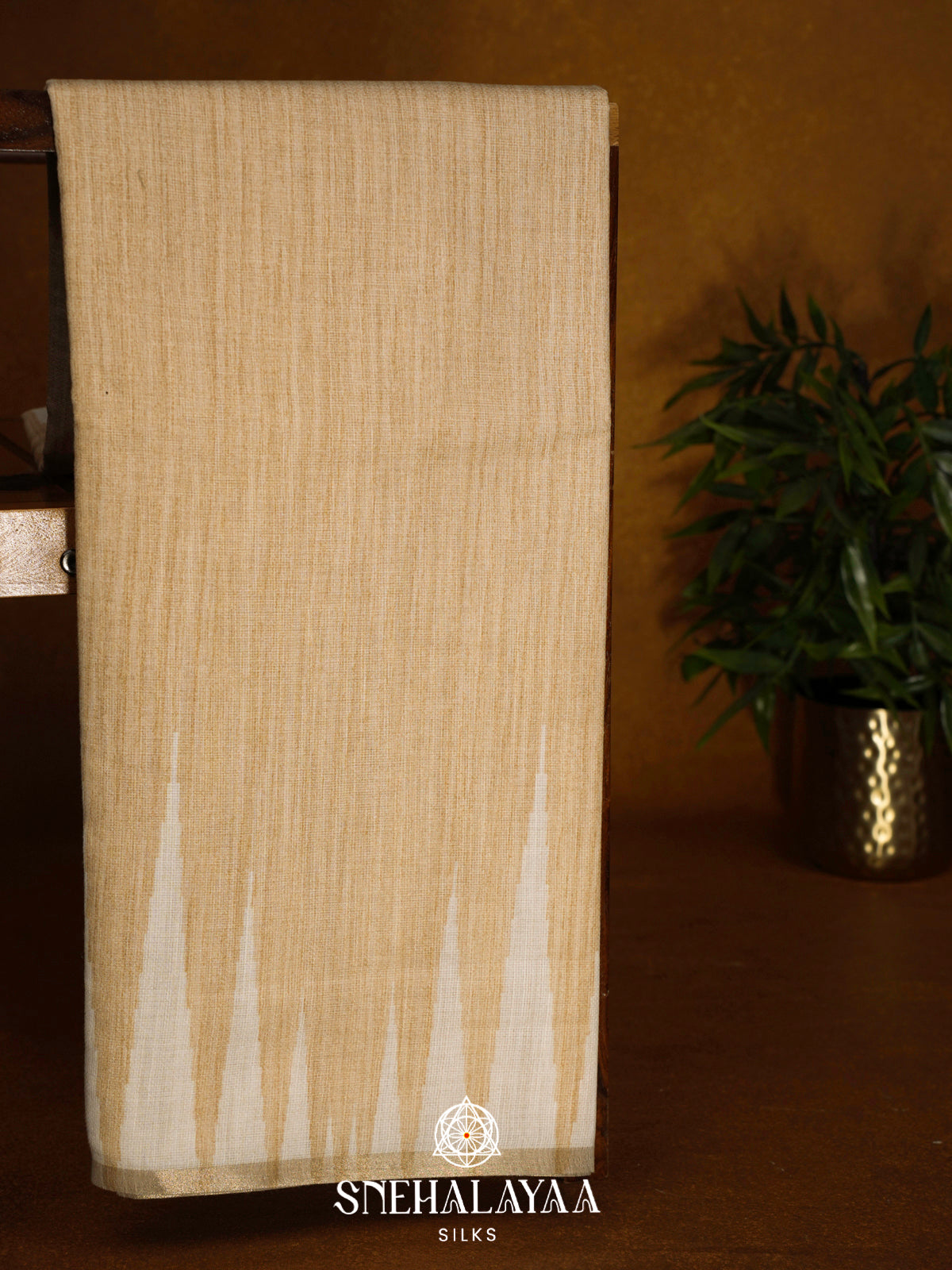 Ivory Beige  Linen Saree
