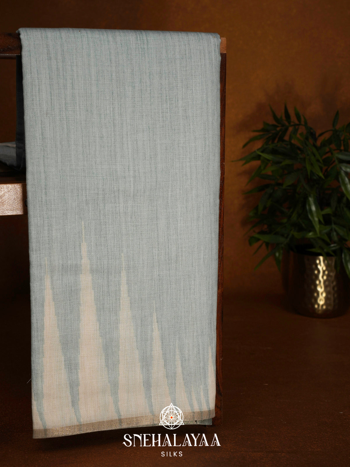Ice Blue  Linen Saree