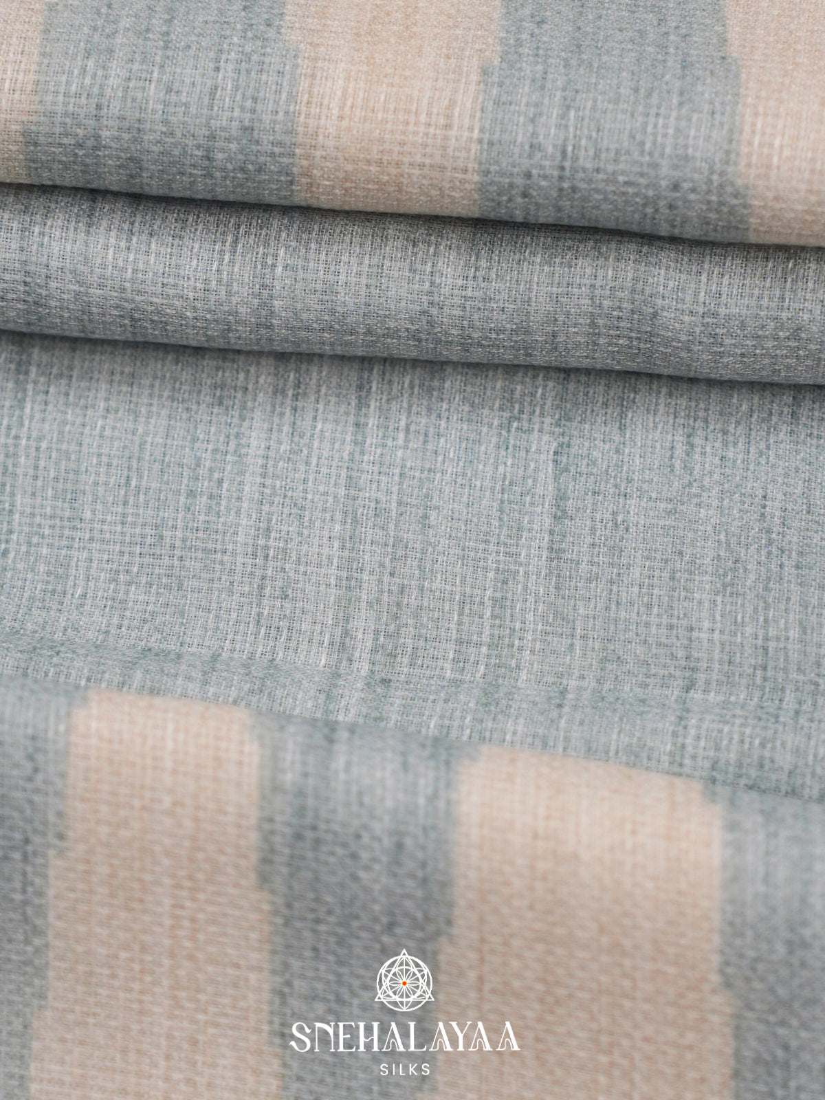 Ice Blue  Linen Saree