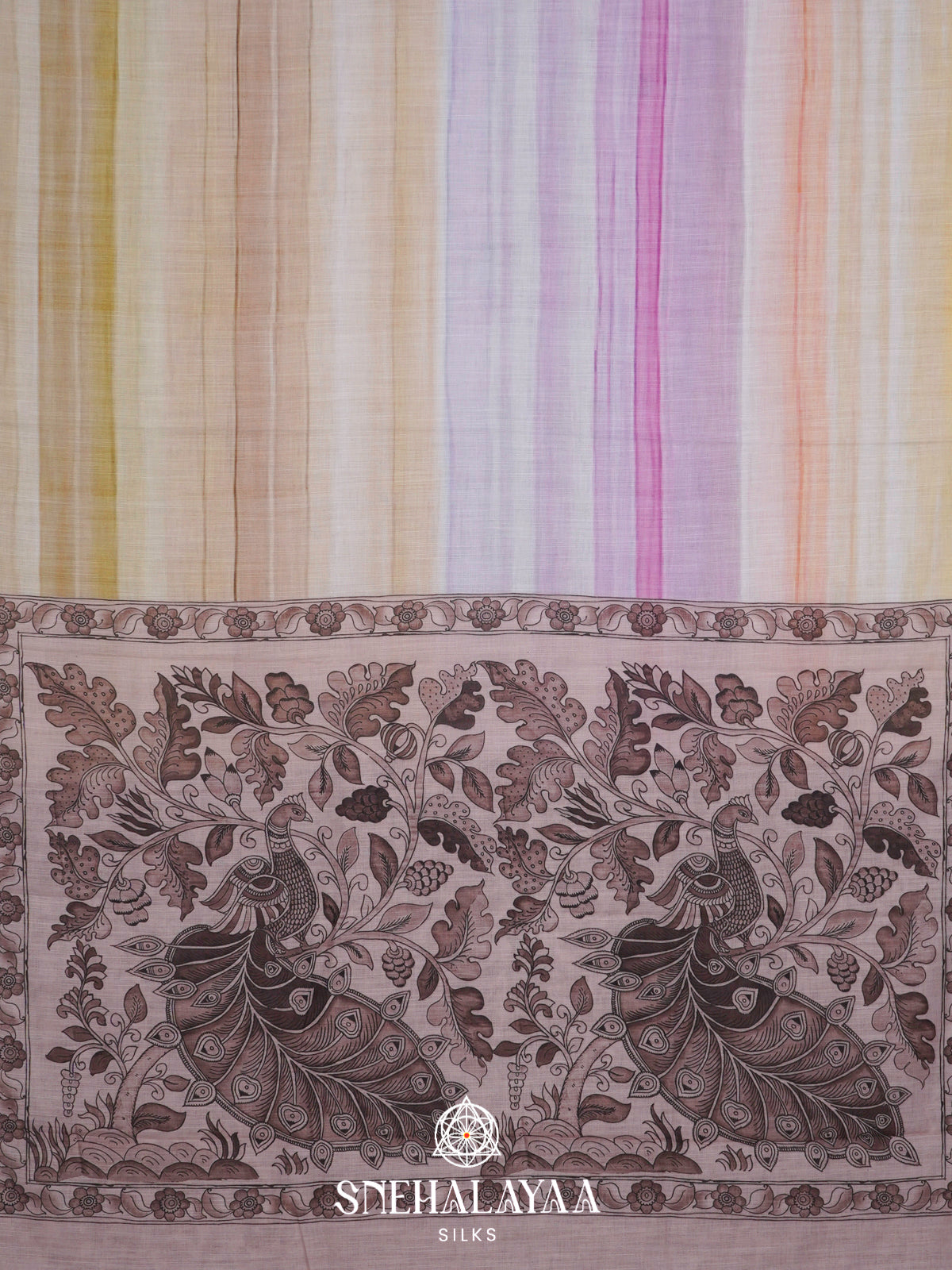 Multicolour  Linen Saree