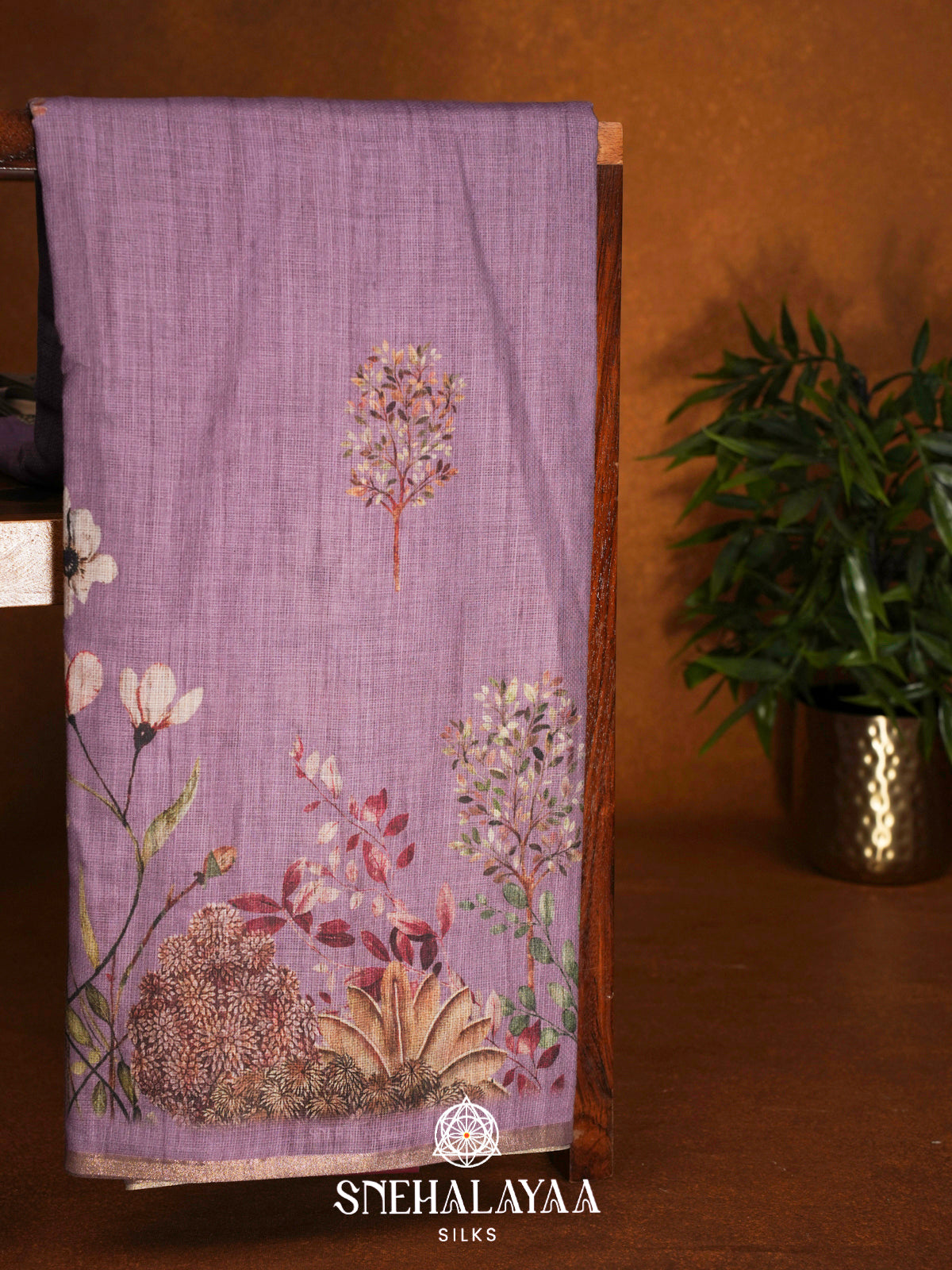 Lavender  Linen Saree
