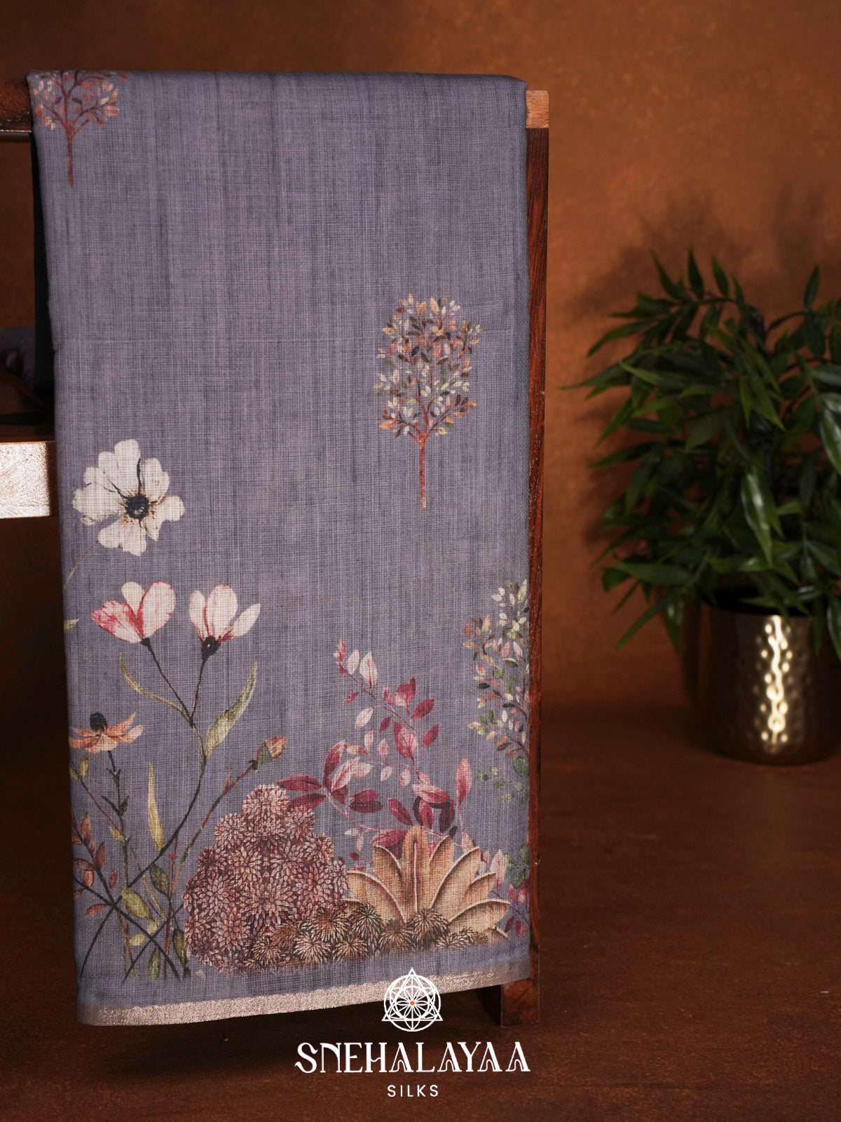 Lilac  Linen Saree