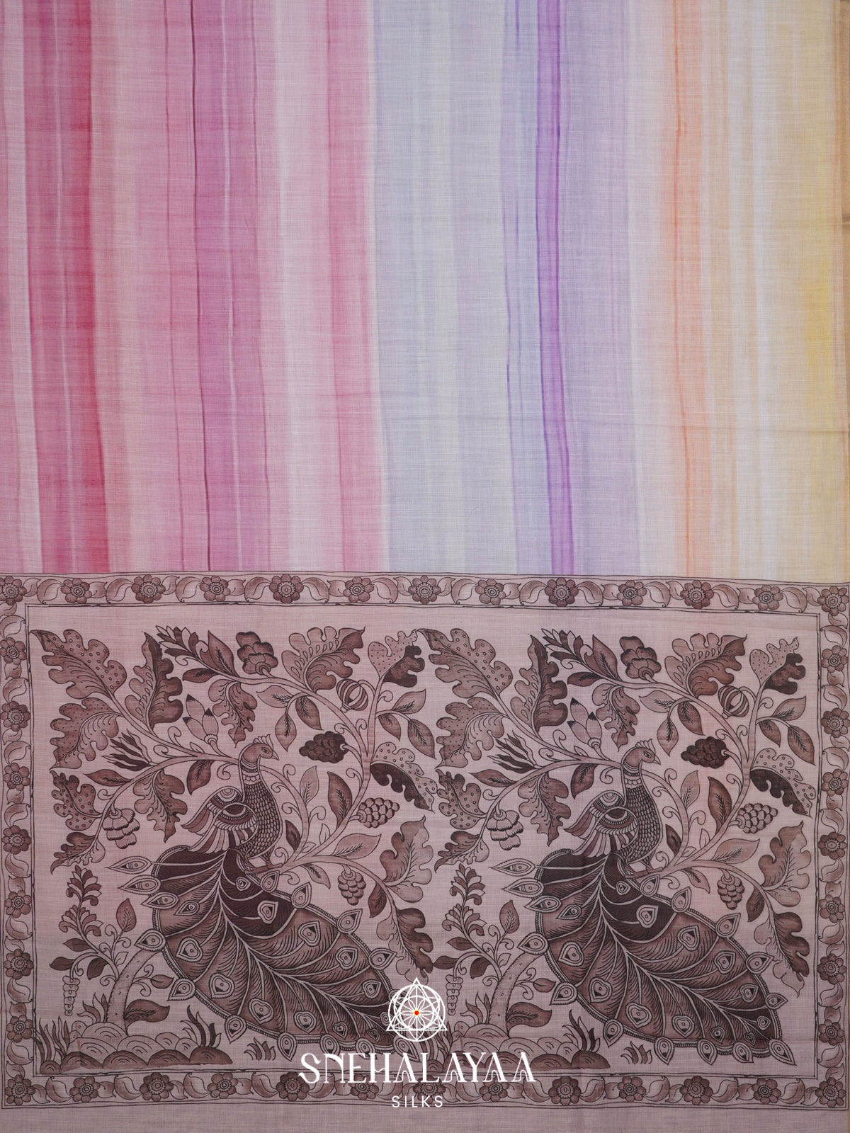 Multicolour  Linen Saree