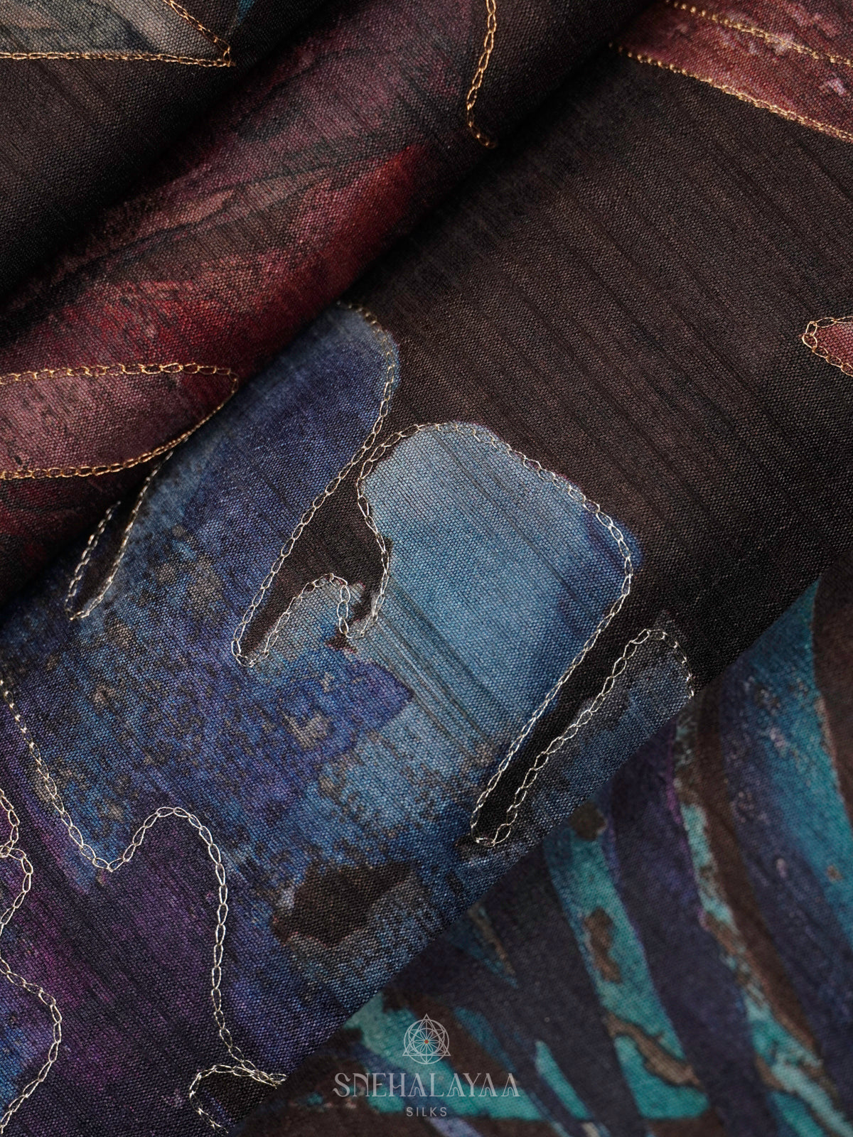 Brown Tussar Embroidery Saree