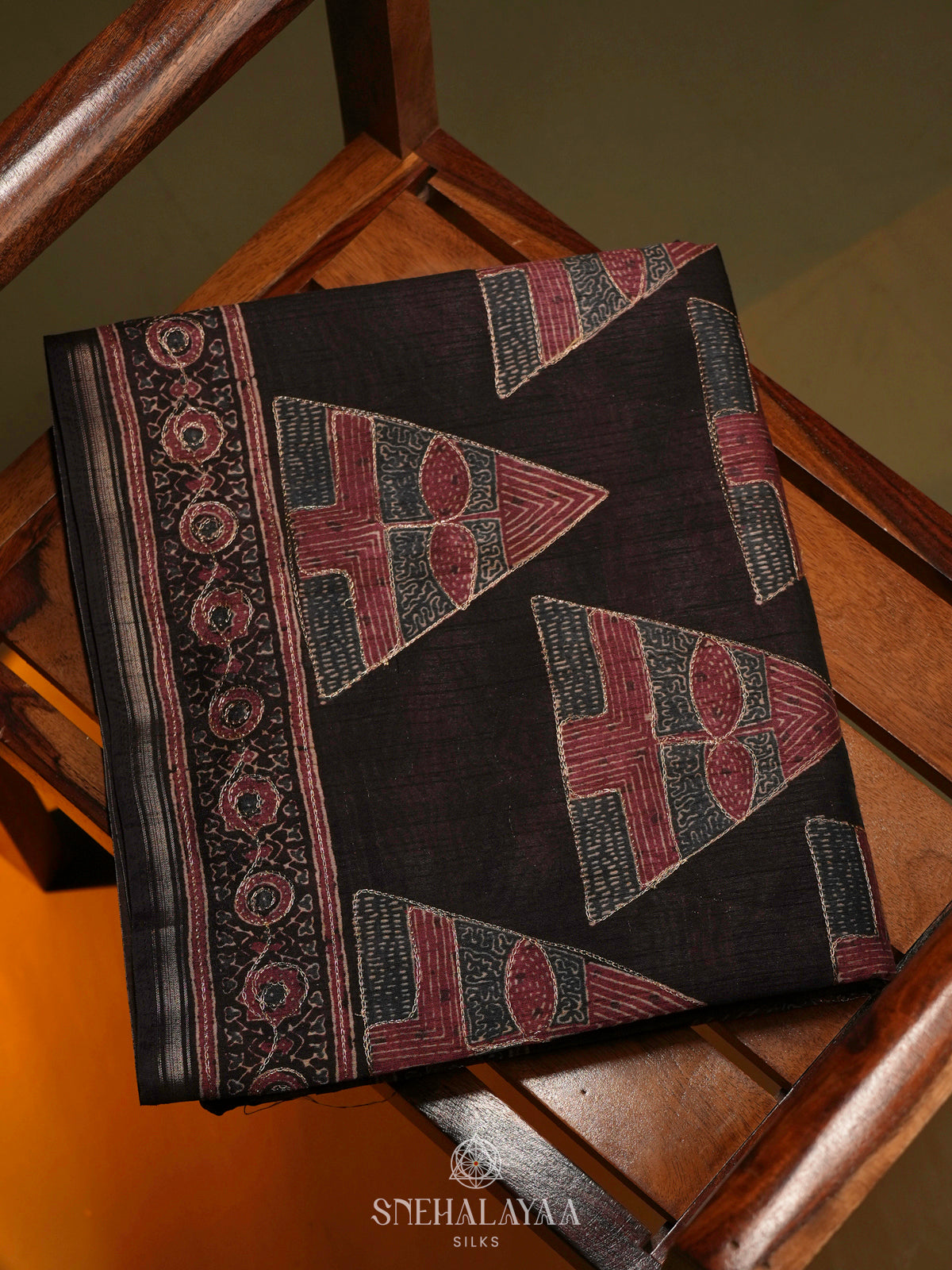Coffee Brown Tussar Embroidery Saree