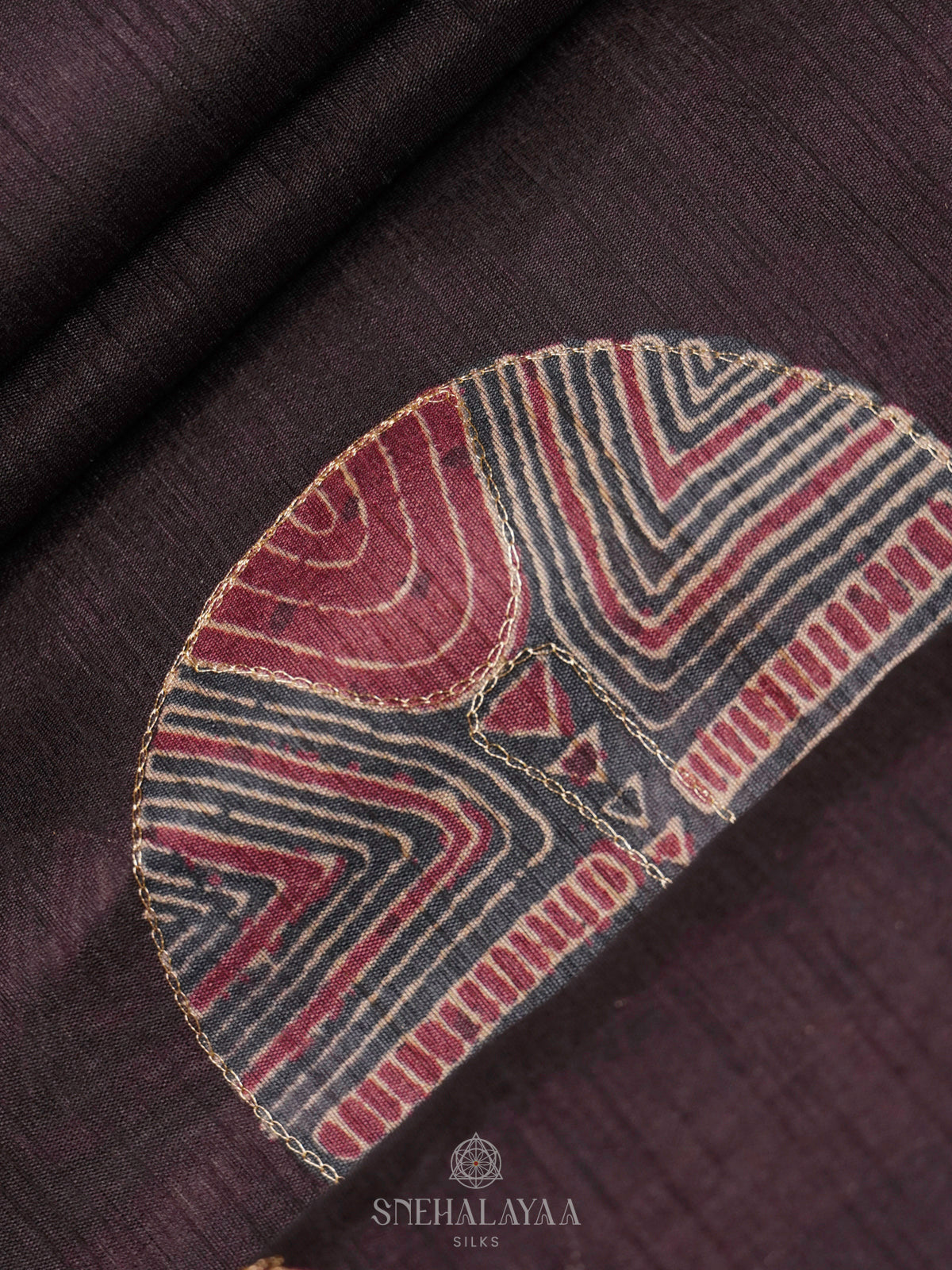 Coffee Brown Tussar Embroidery Saree