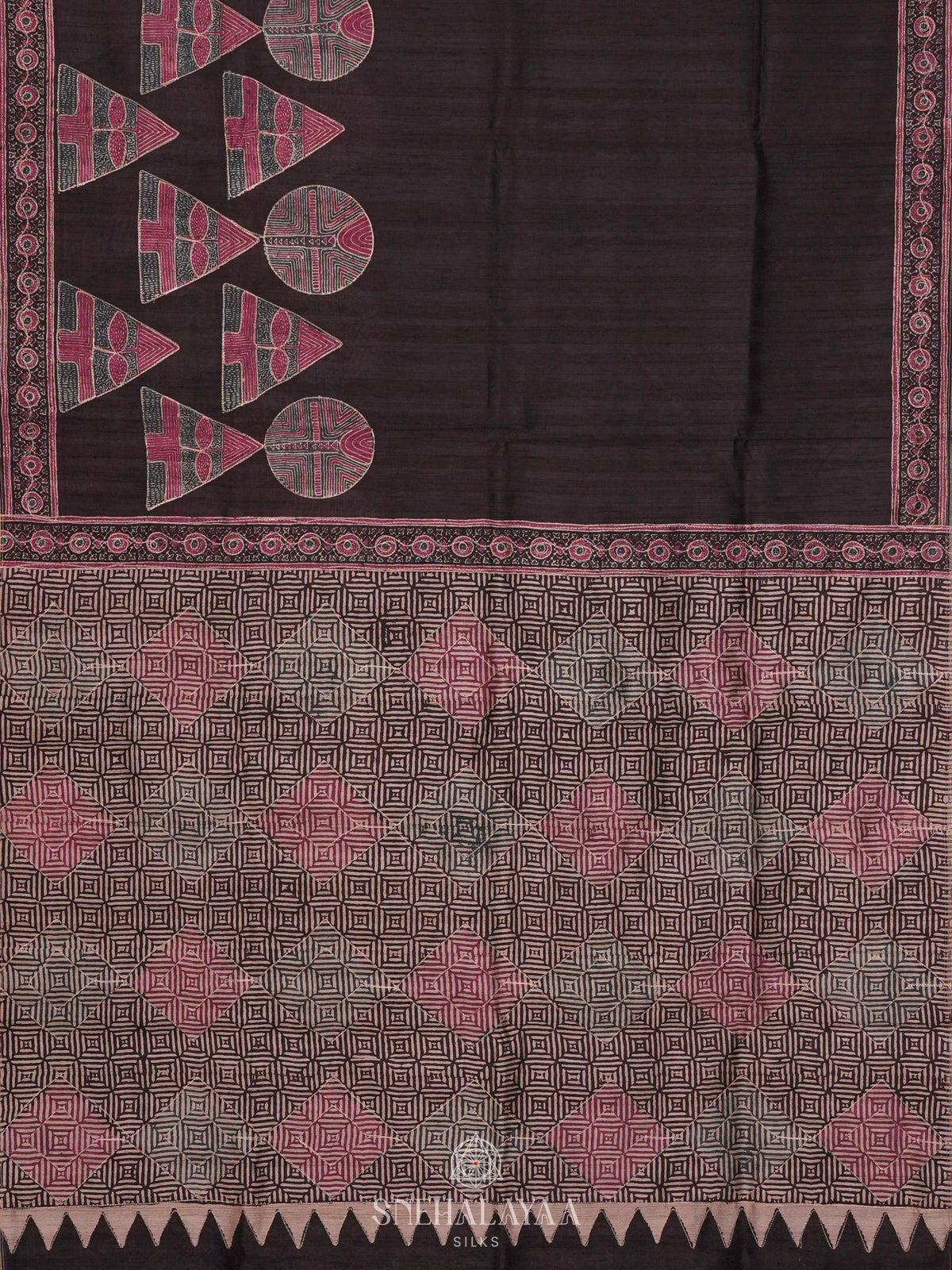Coffee Brown Tussar Embroidery Saree