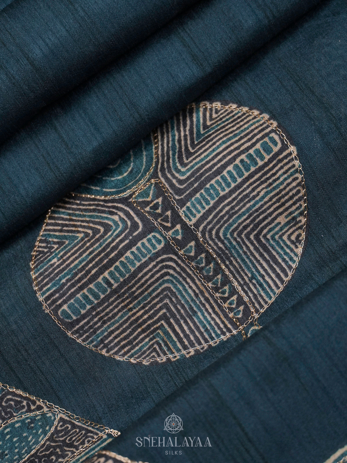 Blue Tussar Embroidery Saree