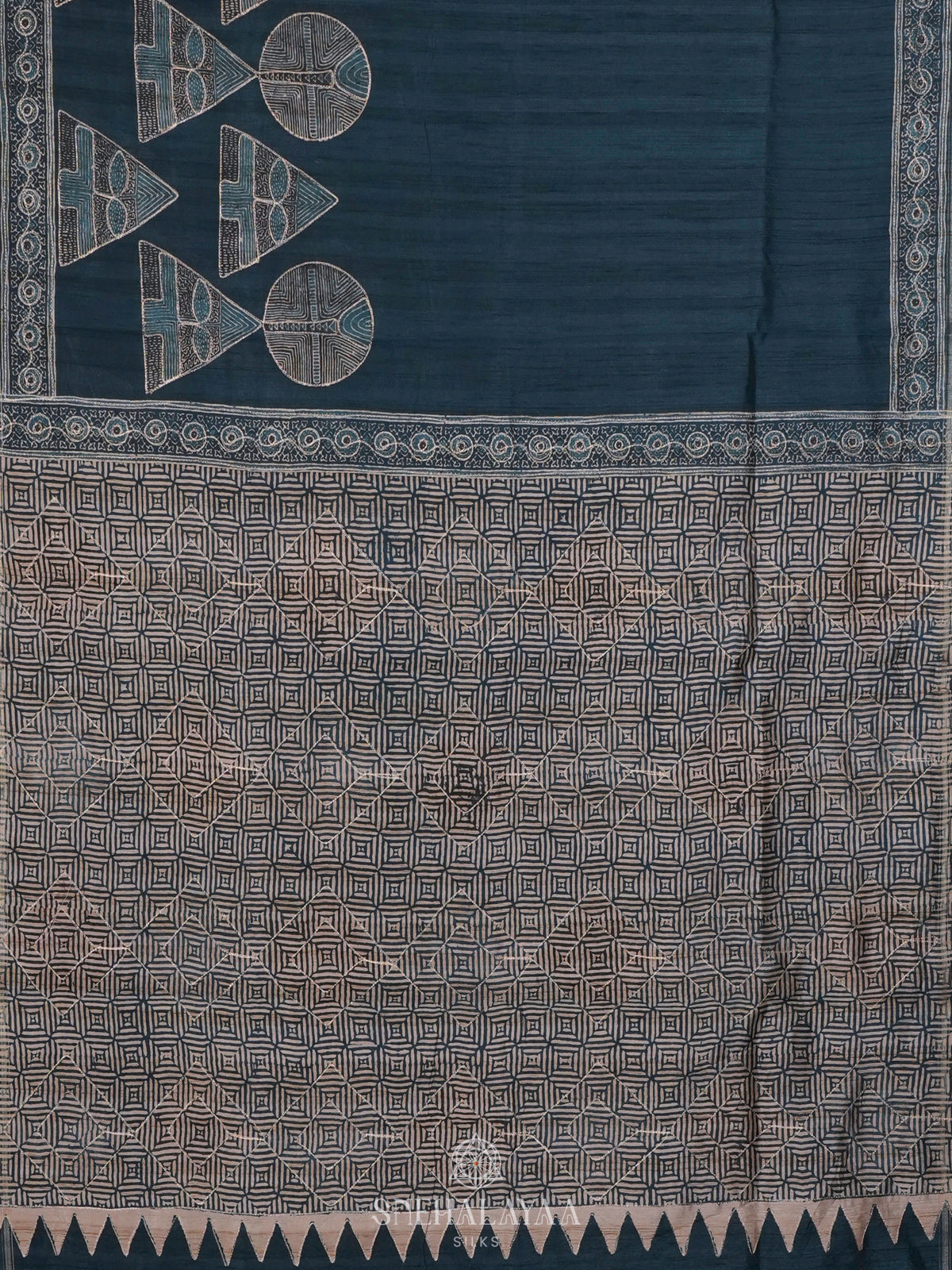 Blue Tussar Embroidery Saree