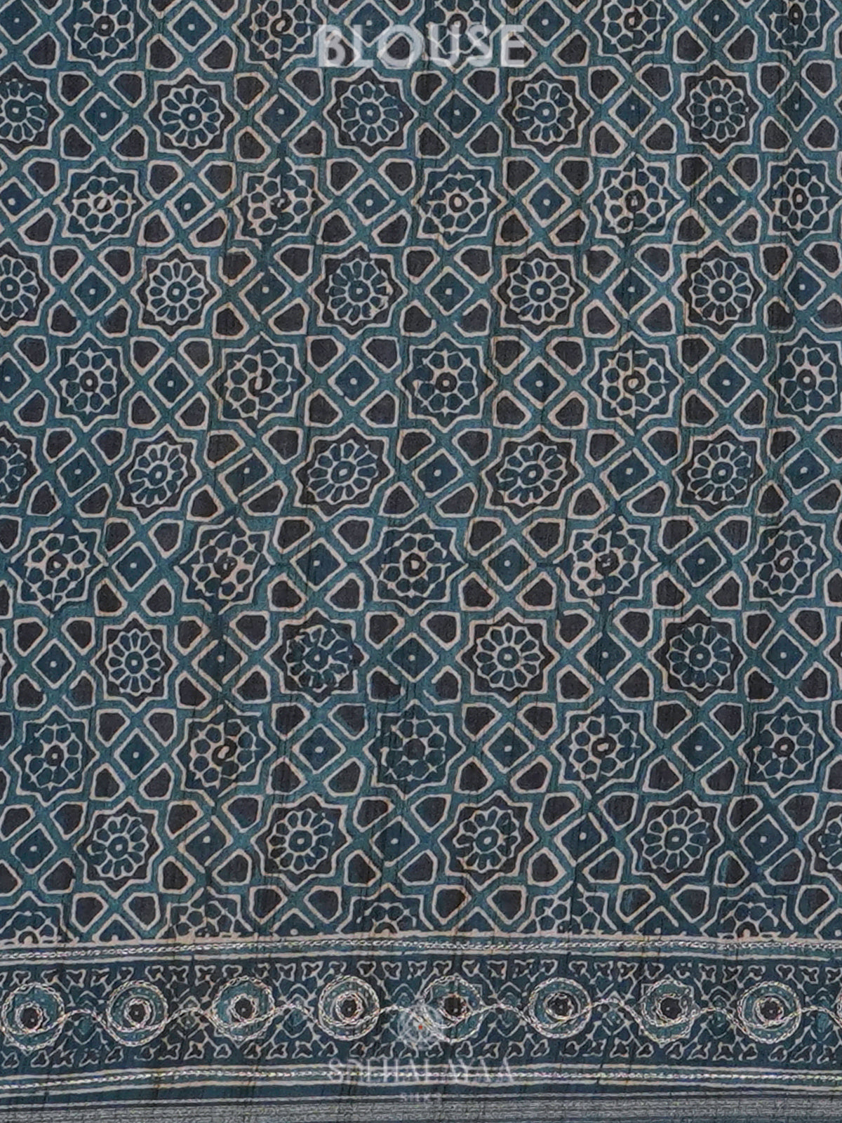 Blue Tussar Embroidery Saree