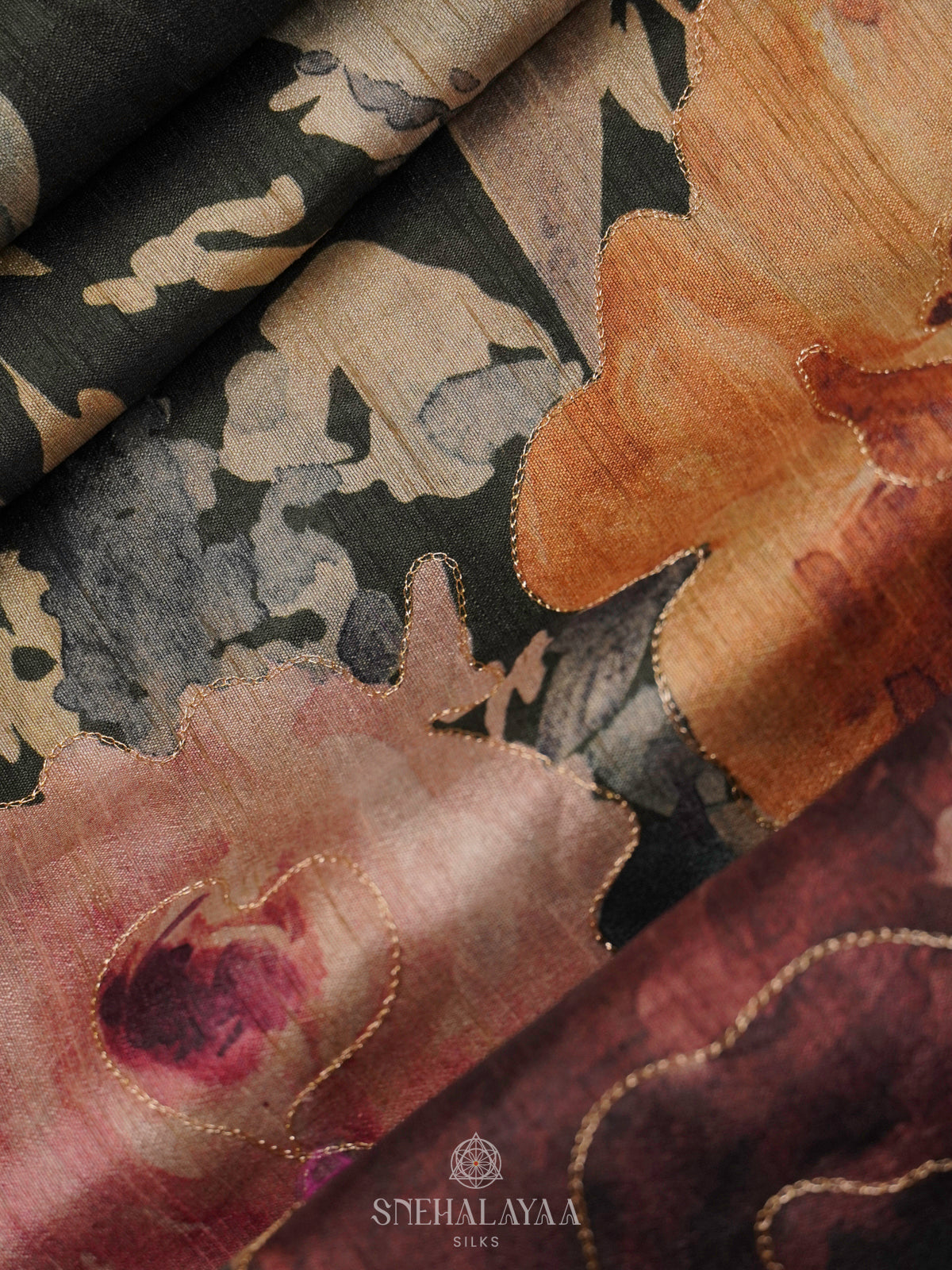Forest Green Tussar Embroidery Saree