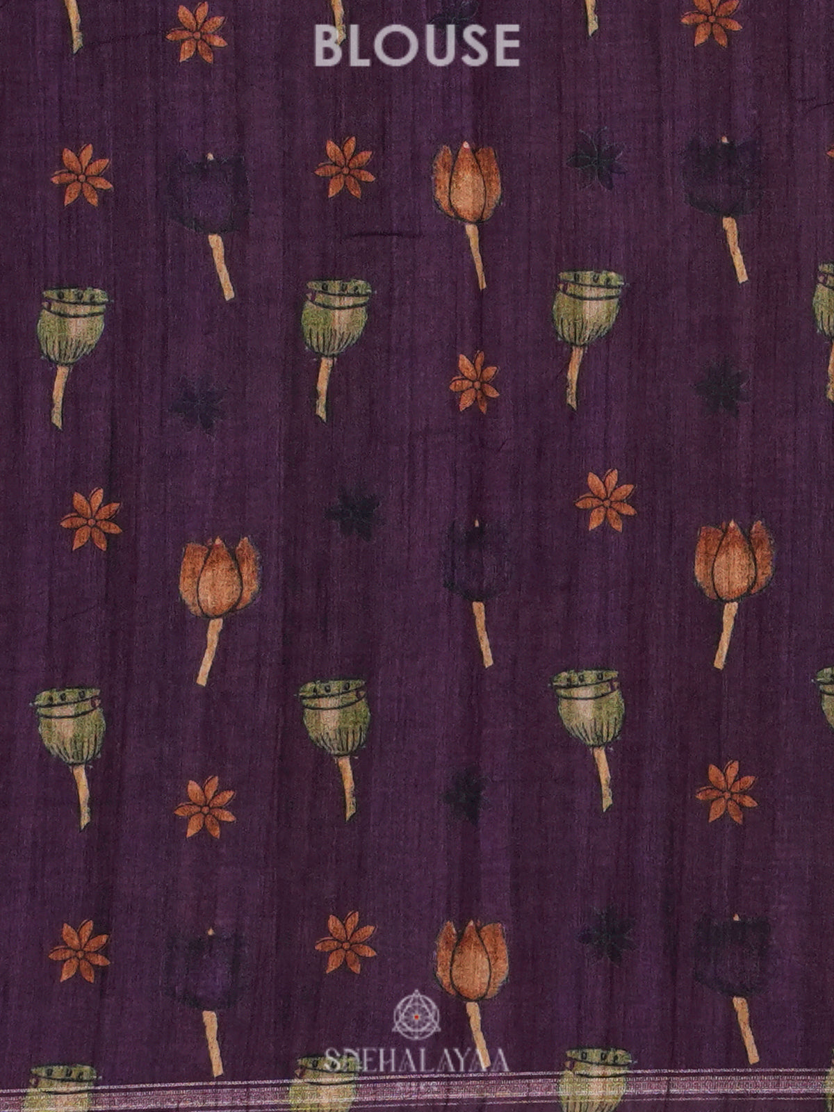 Purple Tussar Embroidery Saree
