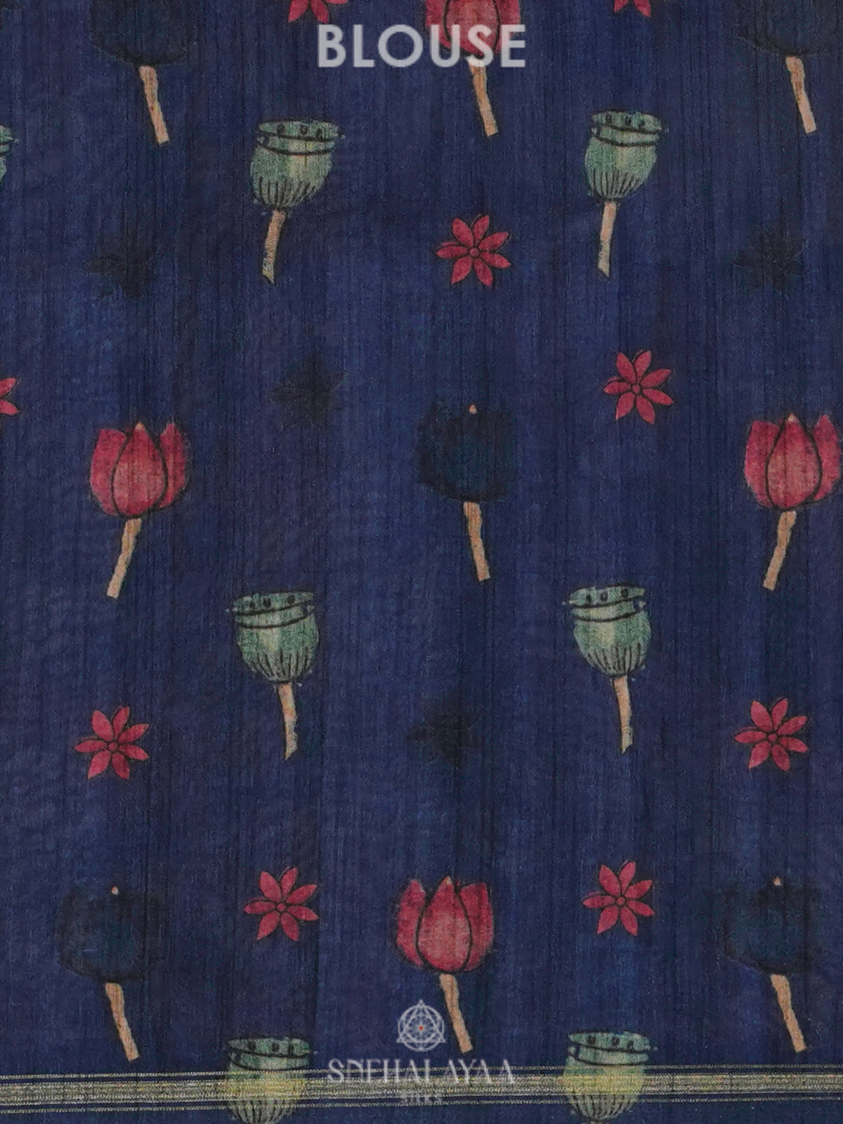 Blue Tussar Embroidery Saree