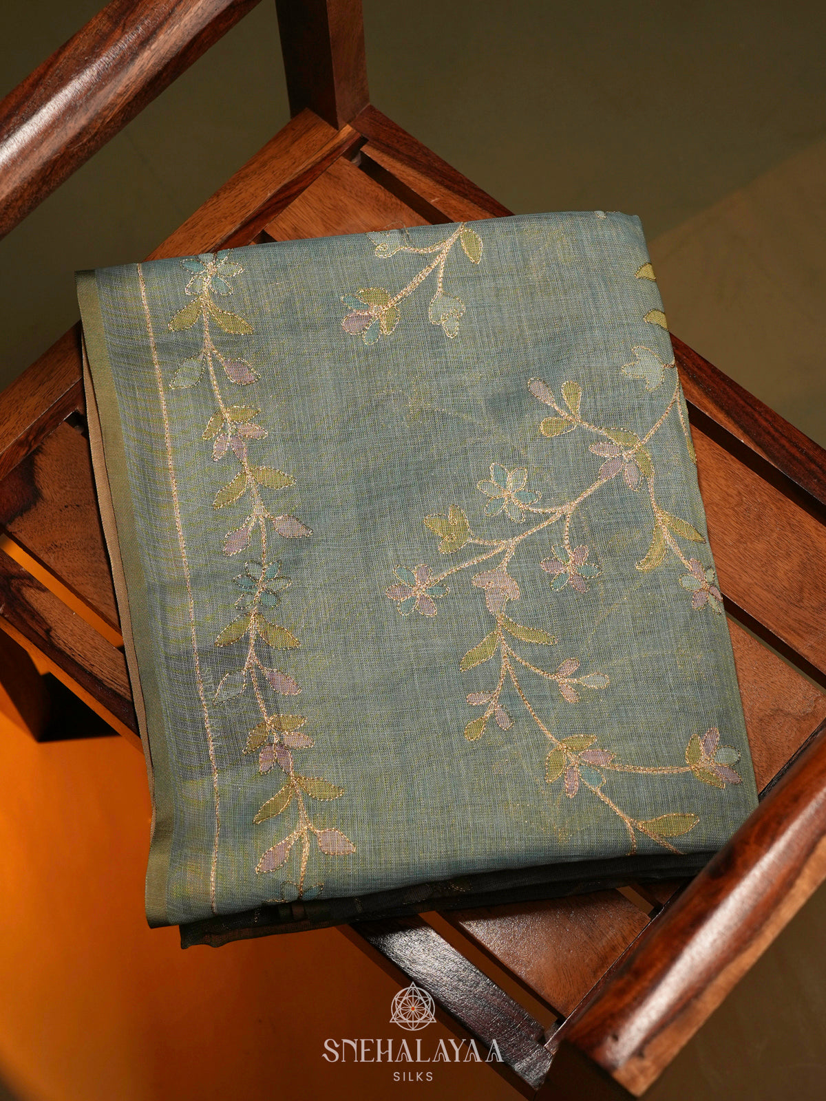 Blue Linen Saree