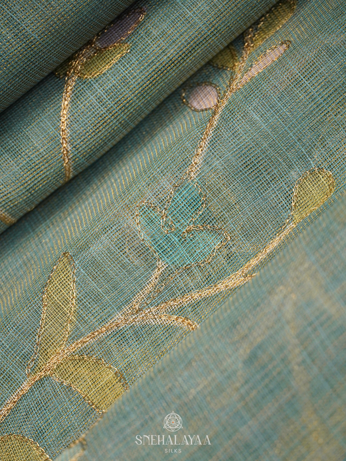 Blue Linen Saree