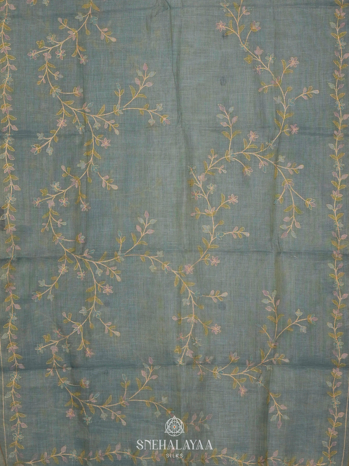 Blue Linen Saree