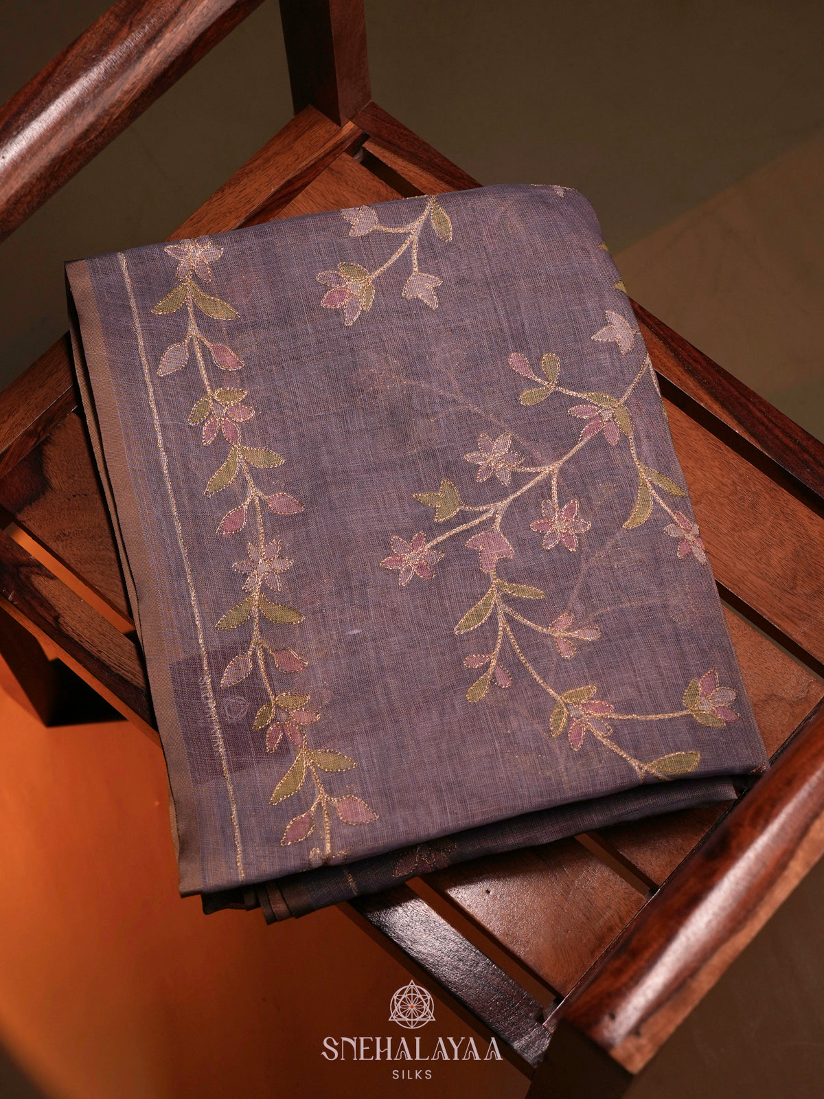Lilac Linen Saree