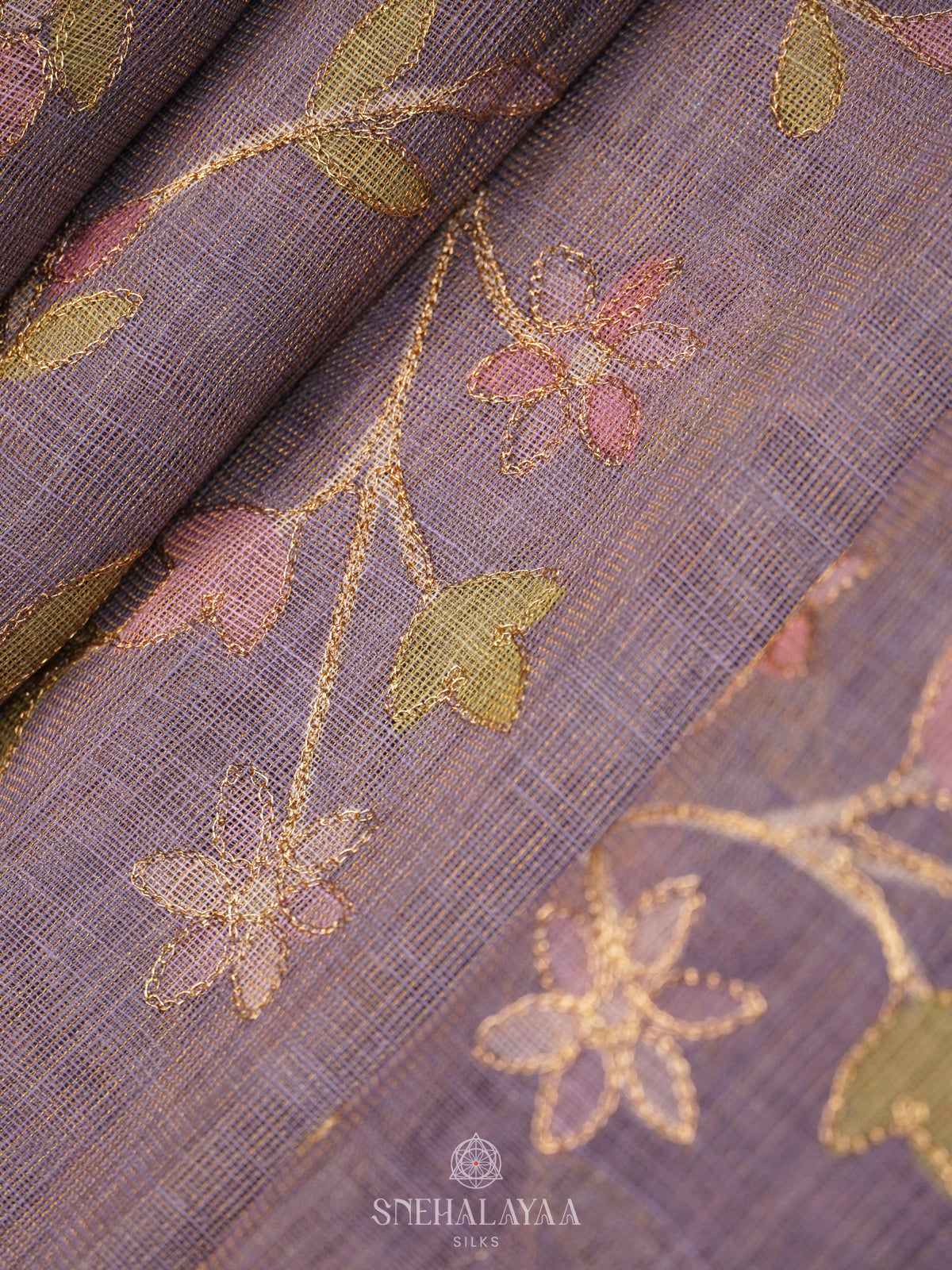 Lilac Linen Saree