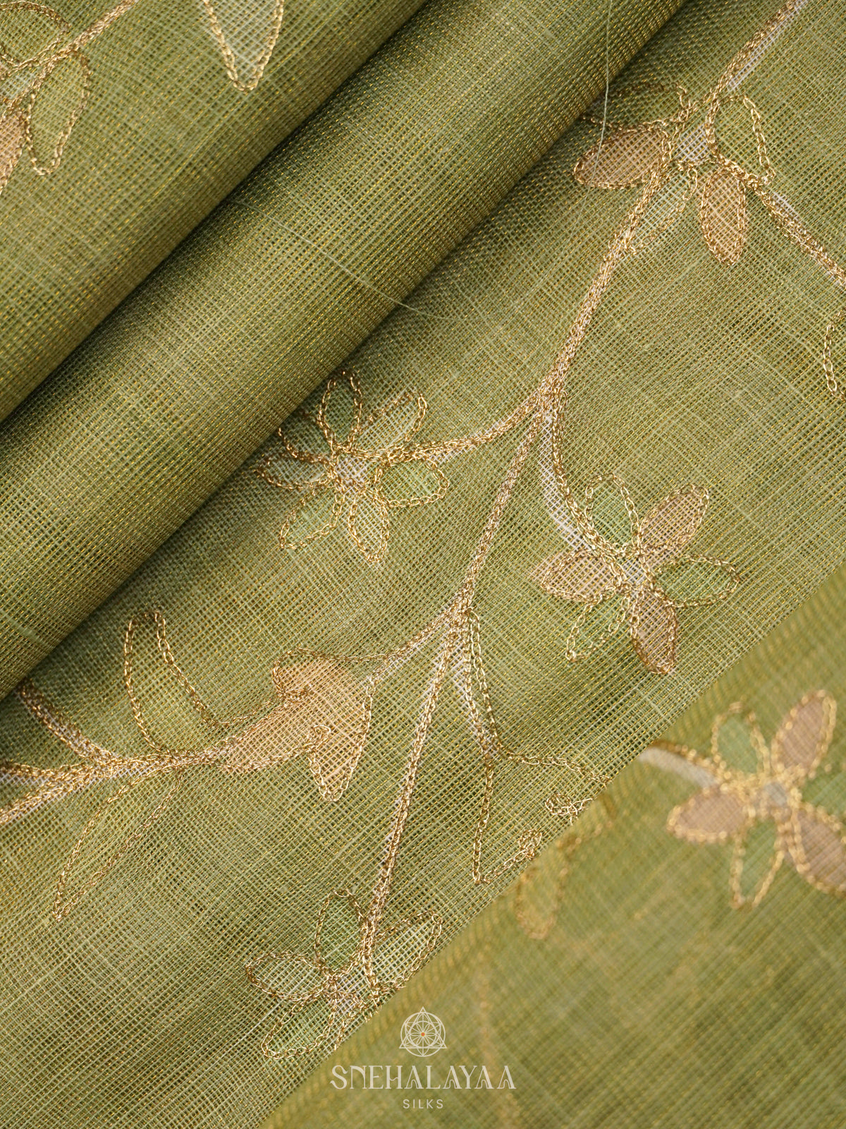 Green Linen Saree