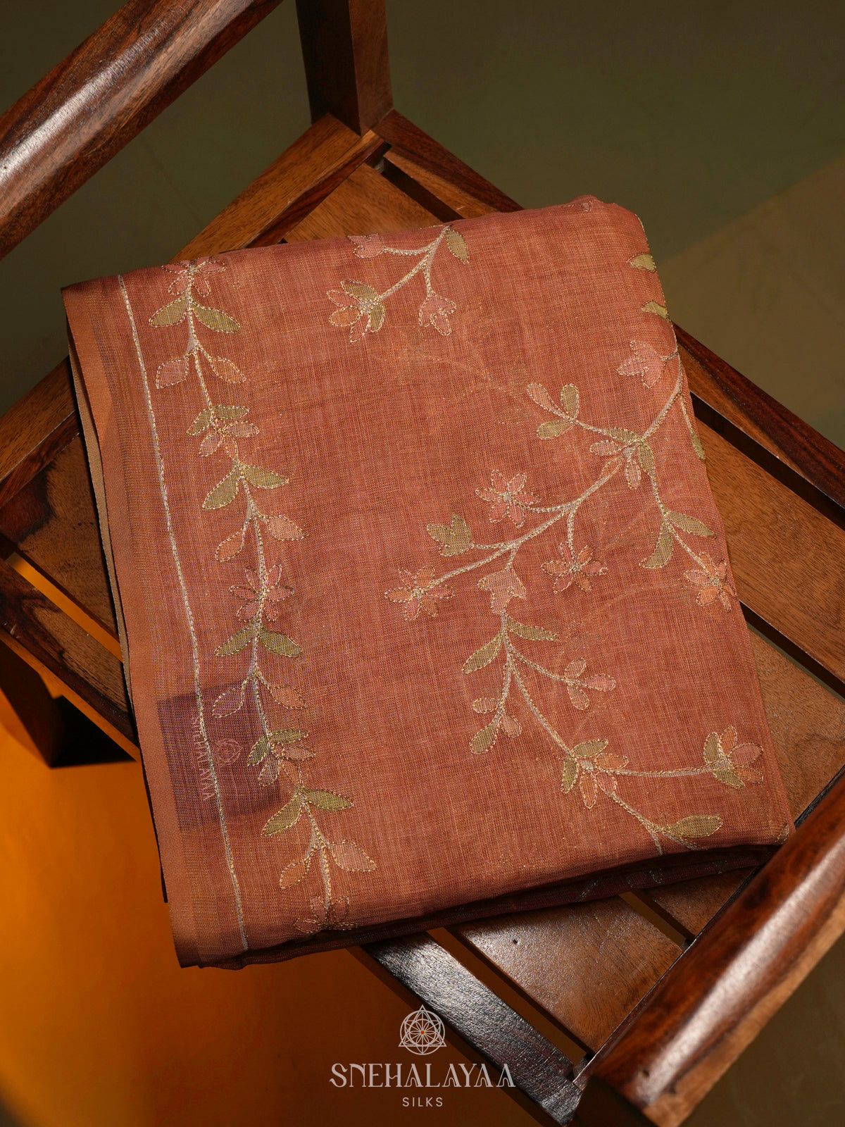 Peach Linen Saree