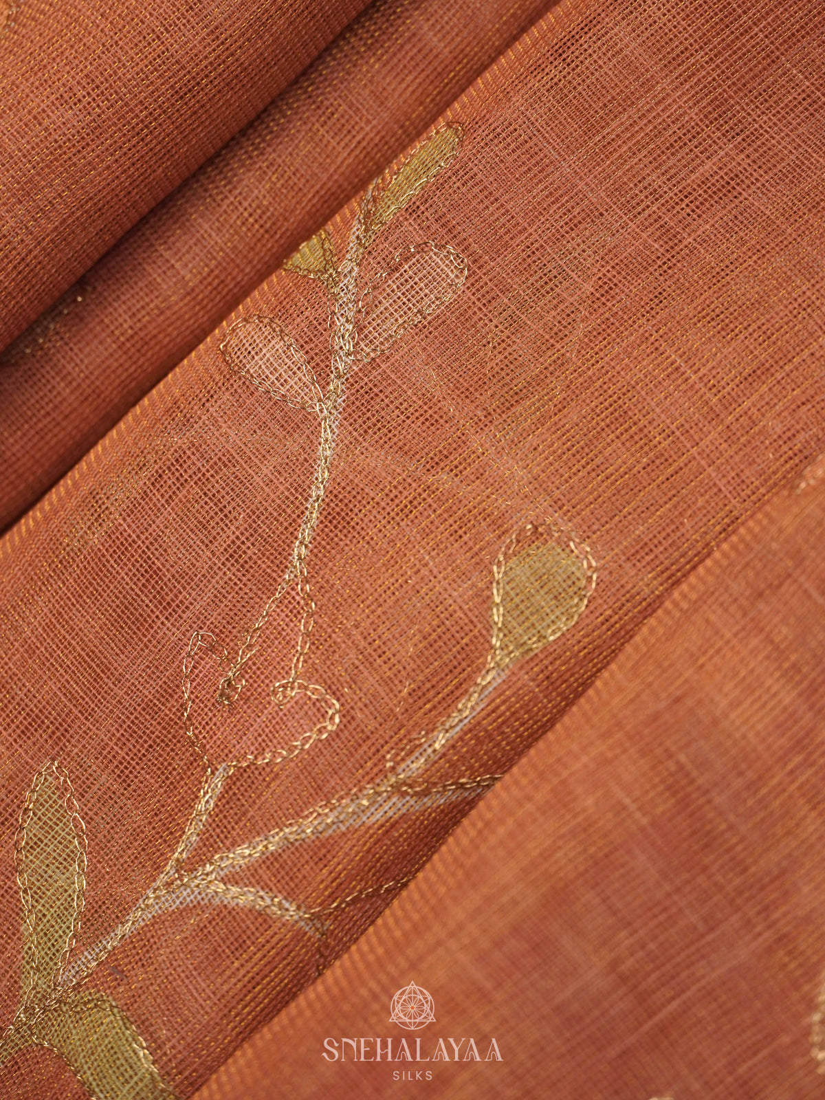 Peach Linen Saree