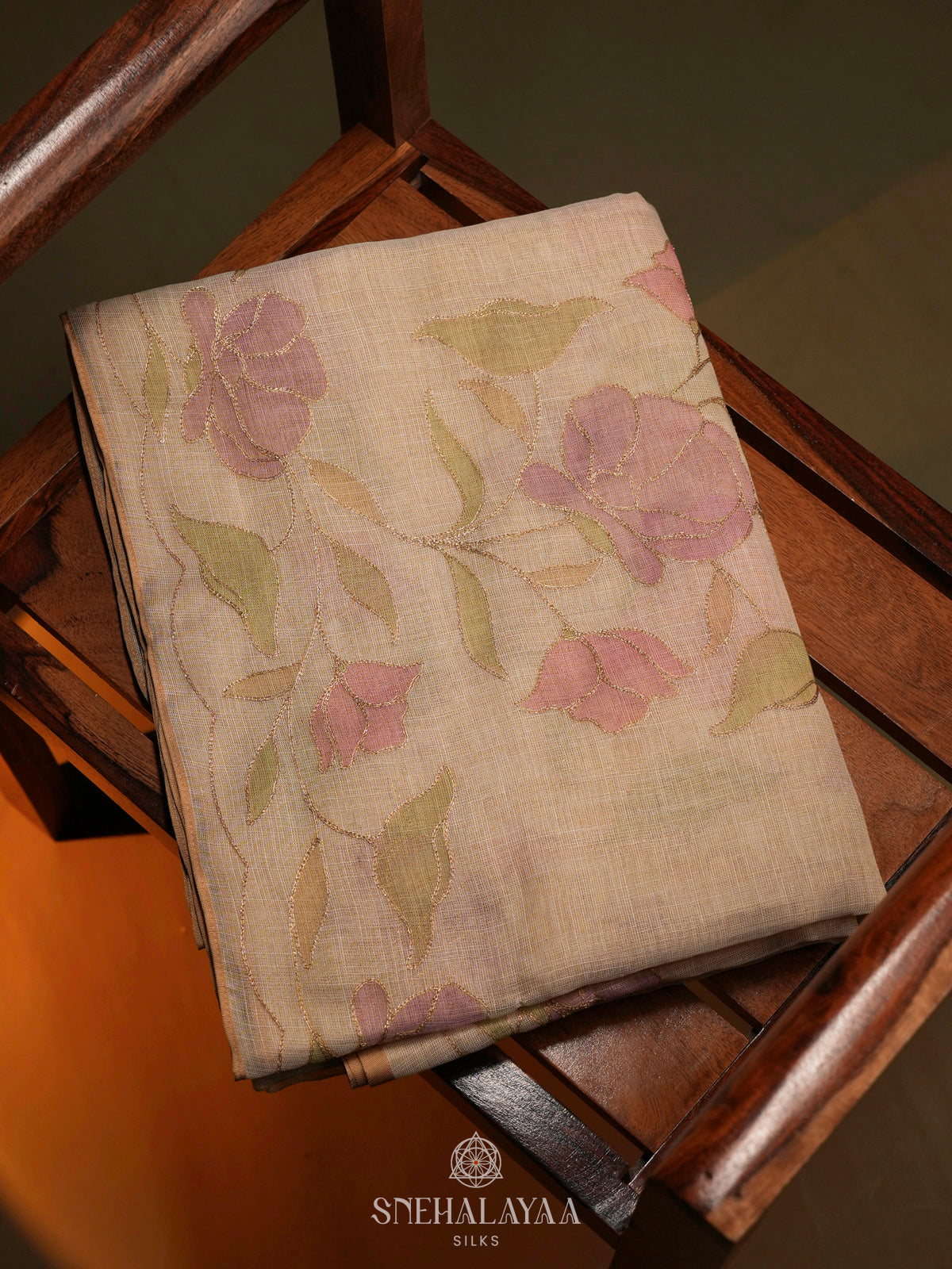 Pale Pink Linen Saree