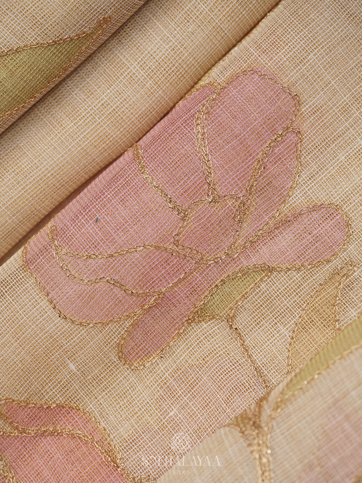 Pale Pink Linen Saree