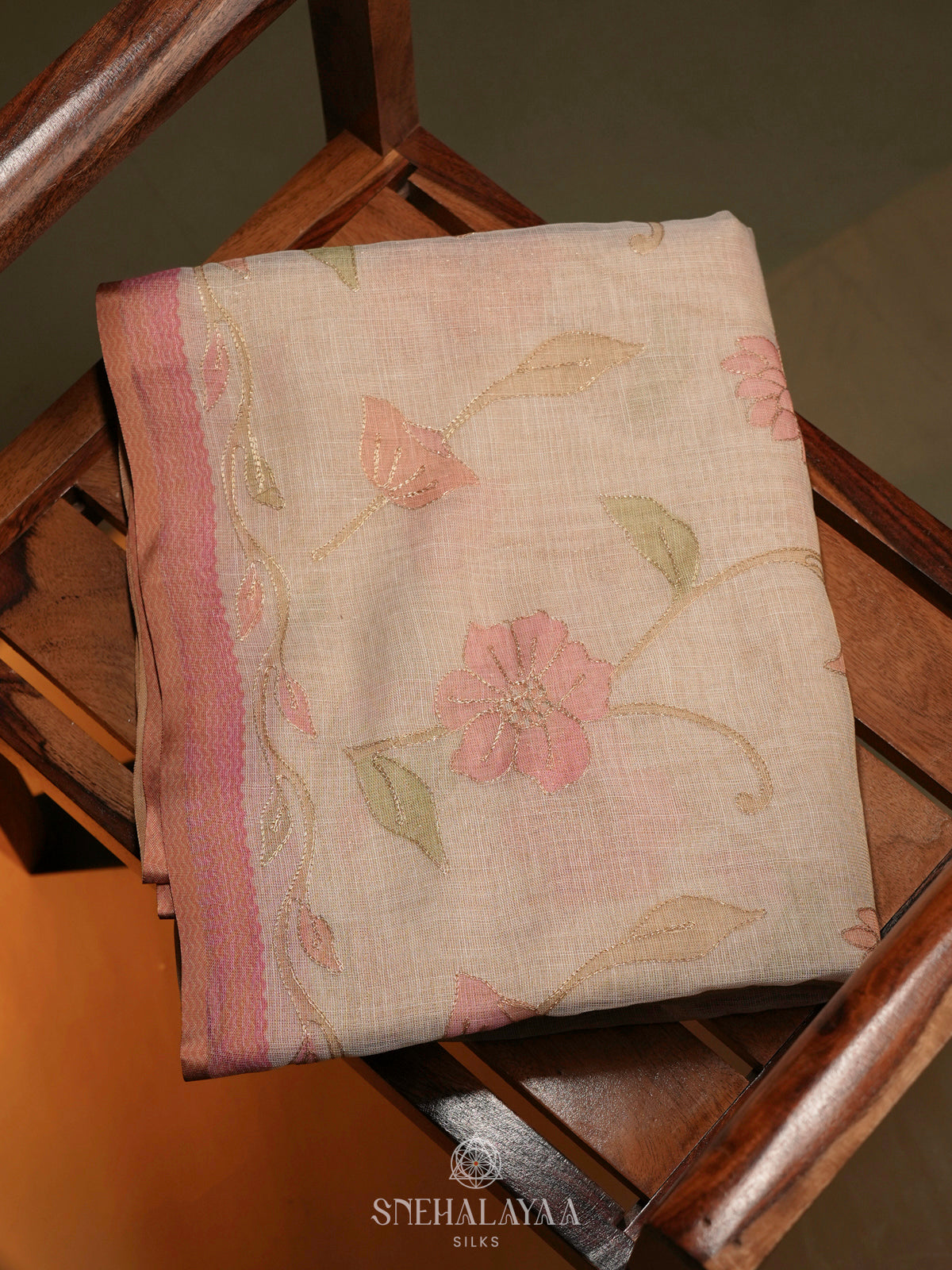 Pale Pink Linen Saree