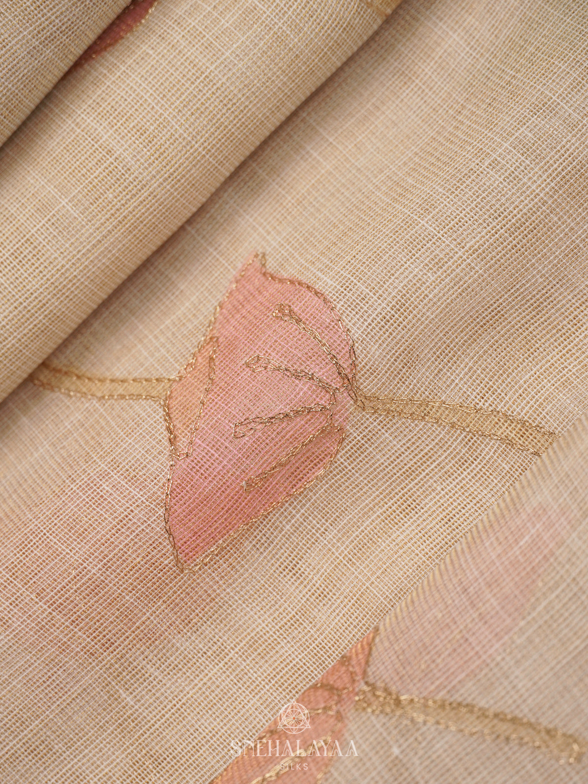 Pale Pink Linen Saree