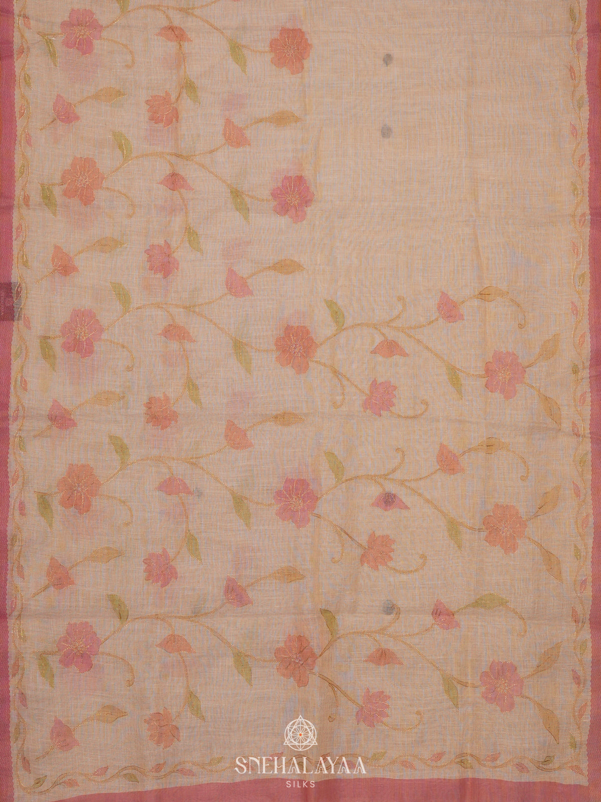 Pale Pink Linen Saree