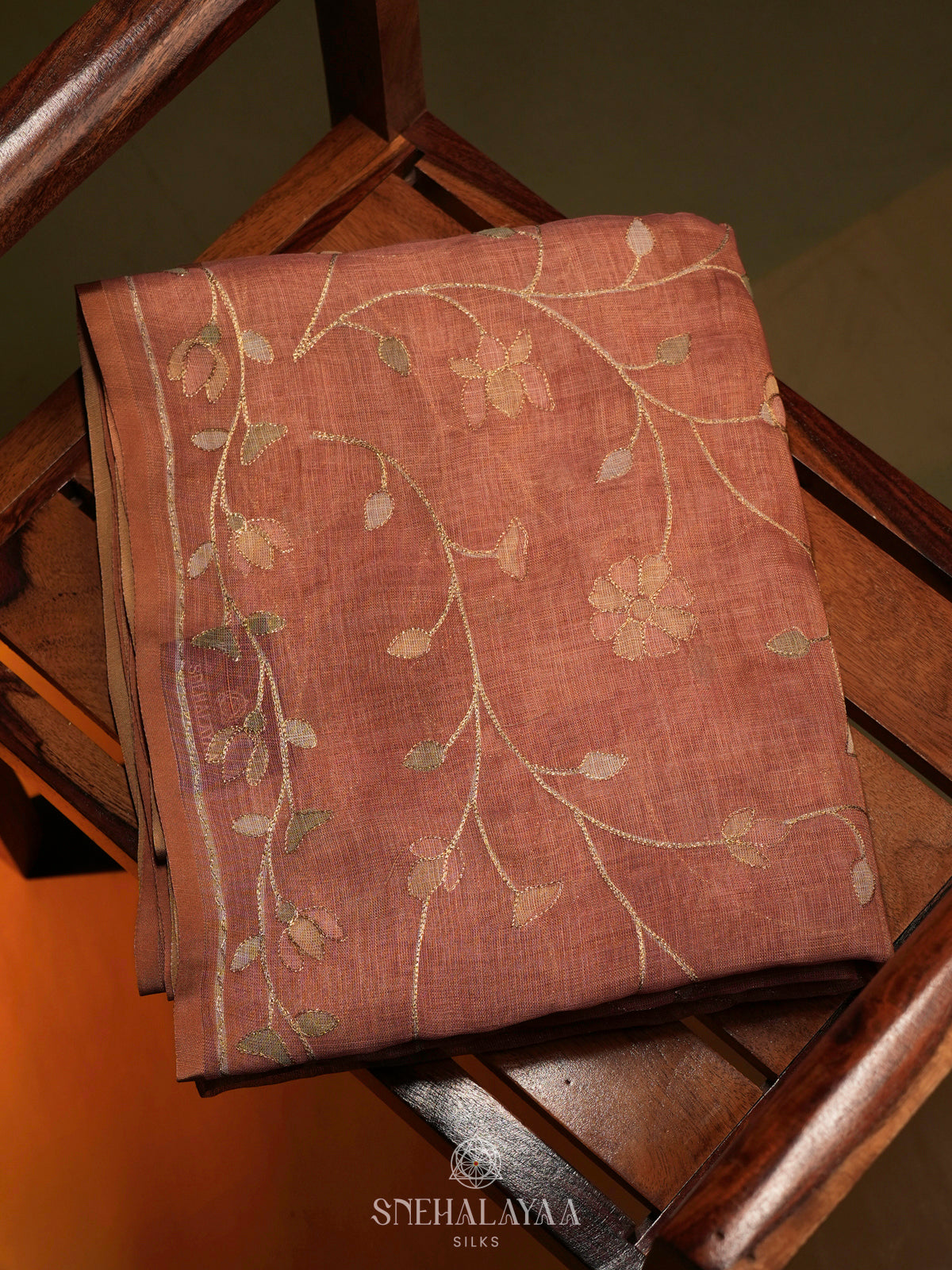 Peach Linen Saree