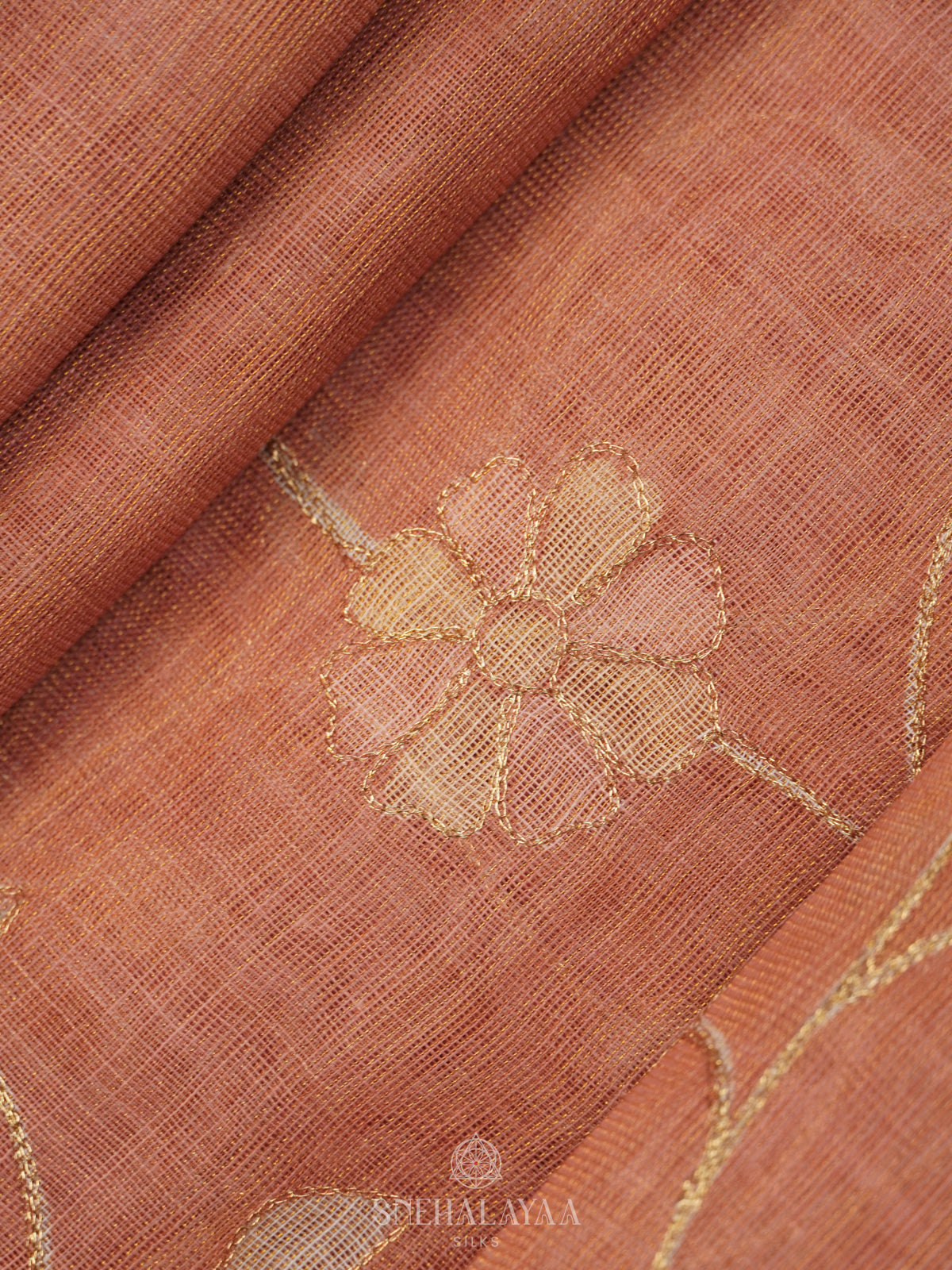 Peach Linen Saree
