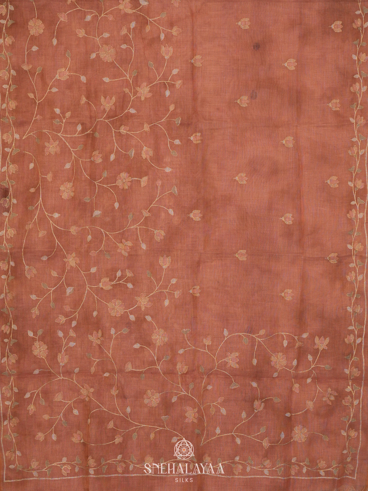 Peach Linen Saree