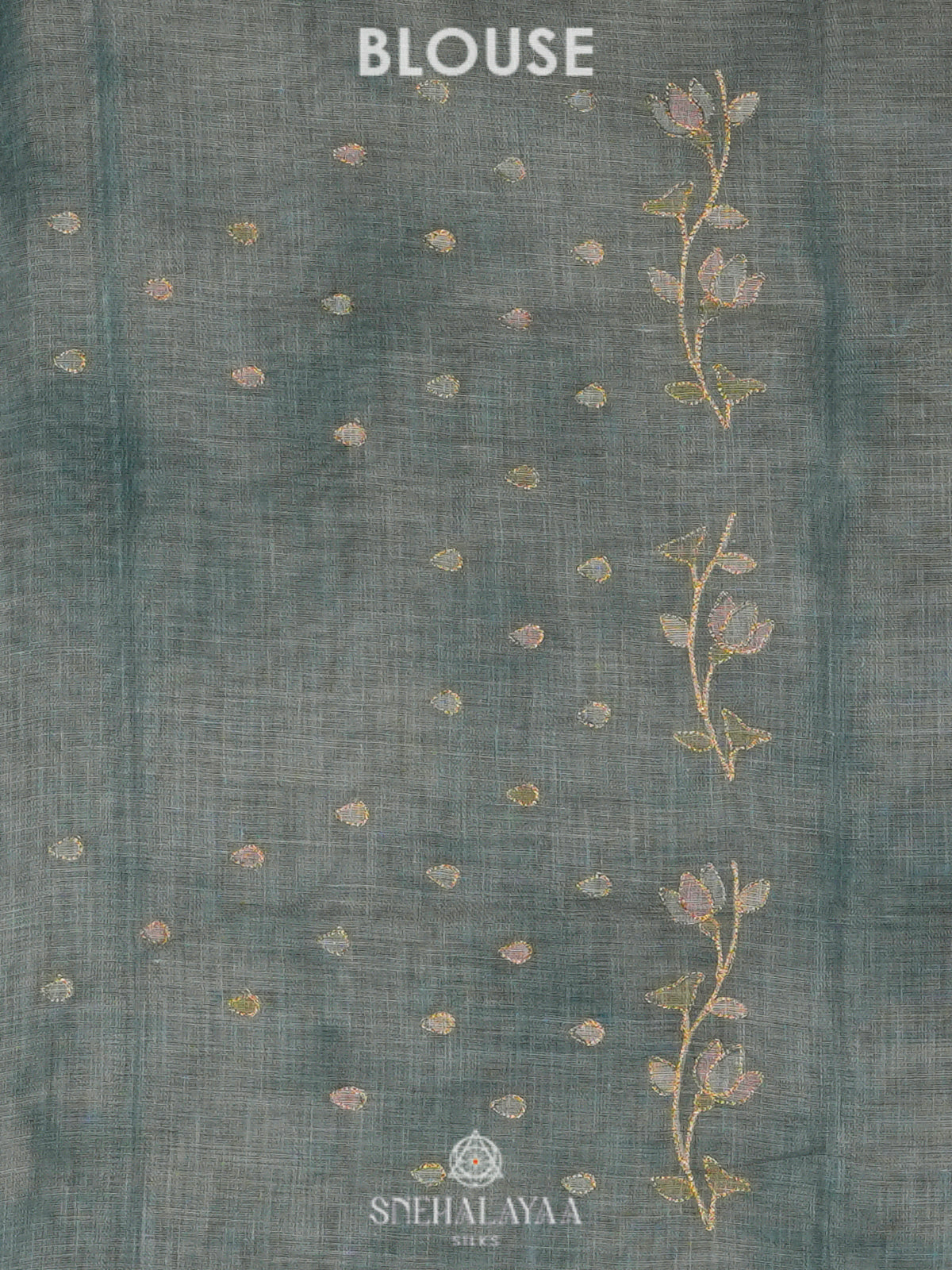 Blue Linen Saree
