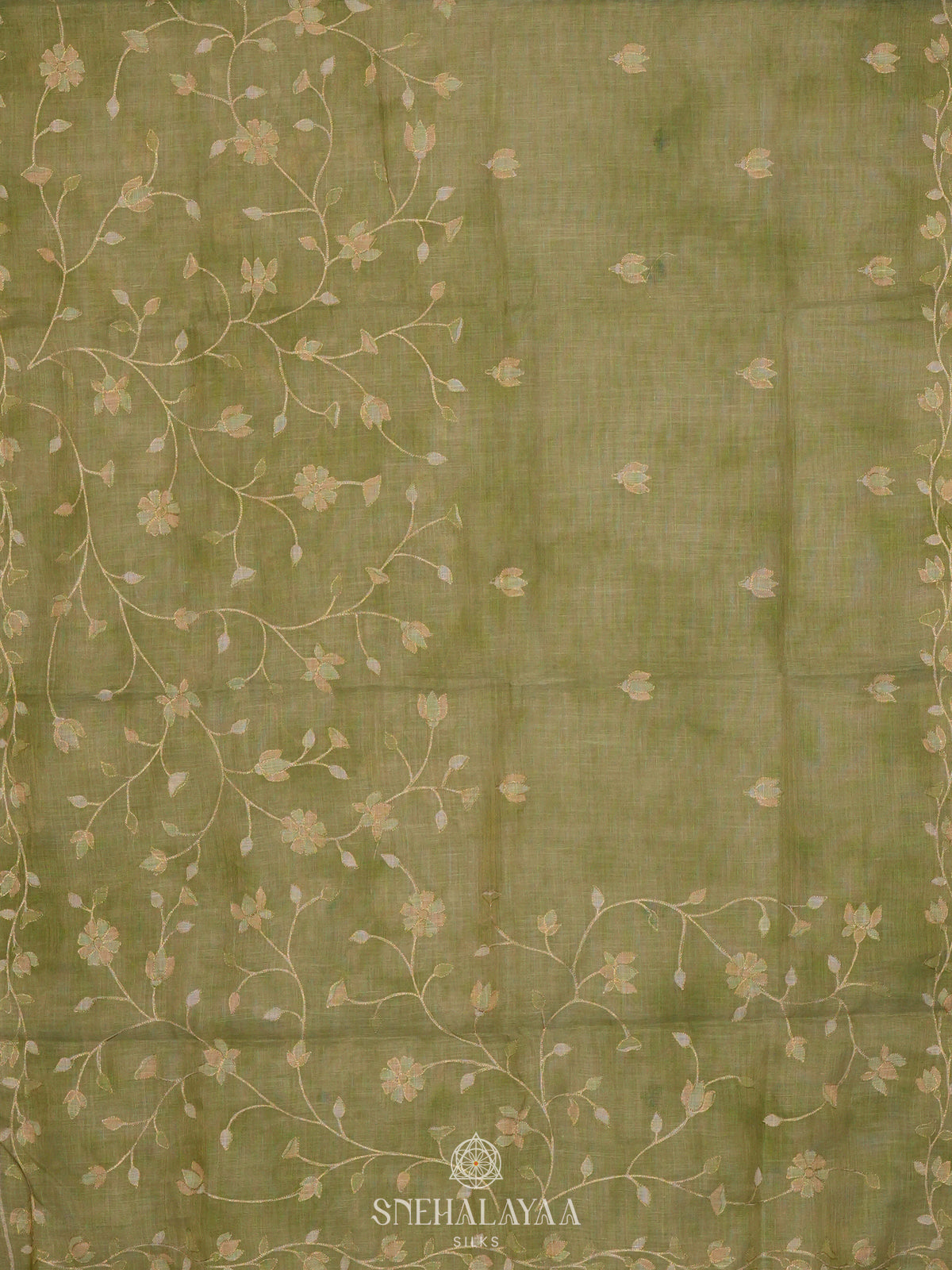 Green Linen Saree